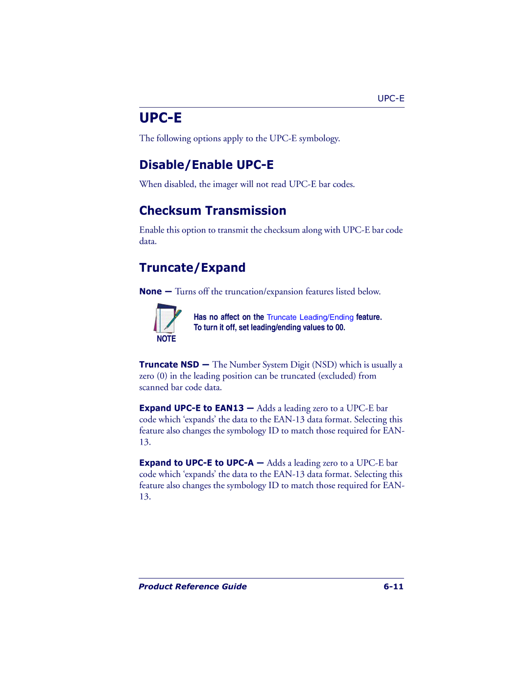 Datalogic Scanning QS6500BT manual Disable/Enable UPC-E, Truncate/Expand 