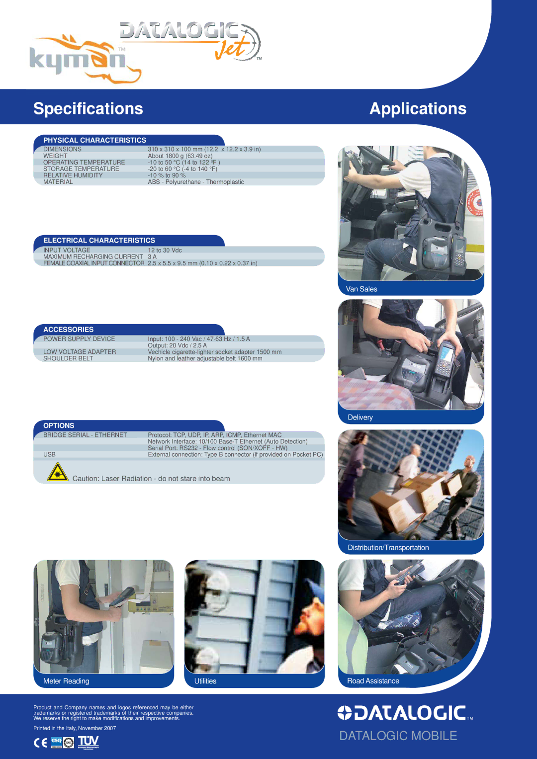 Datalogic Scanning RW420 manual Van Sales, Meter Reading Utilities, Delivery Distribution/Transportation Road Assistance 