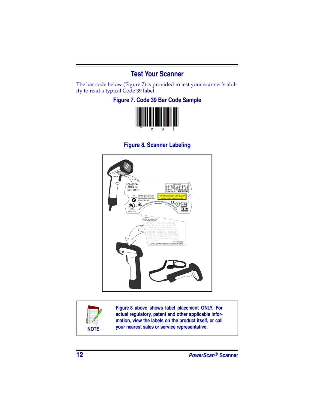 Datalogic Scanning SR, XLR, HD manual Test Your Scanner, MFG. Date 