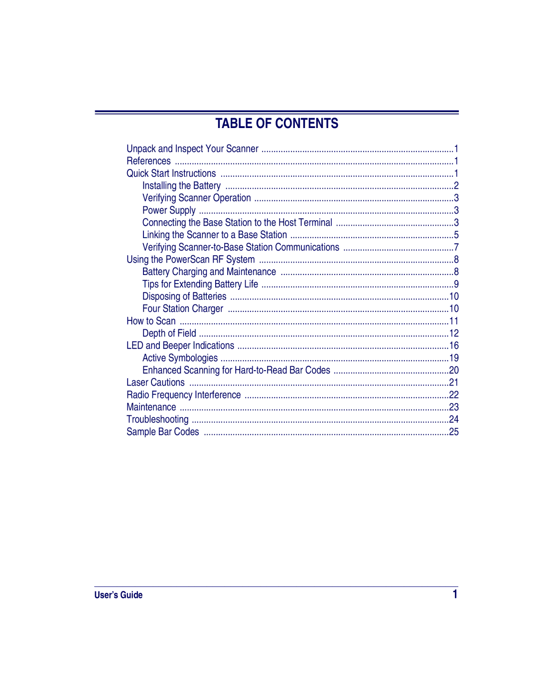 Datalogic Scanning XLR, SR, HD manual Table of Contents 