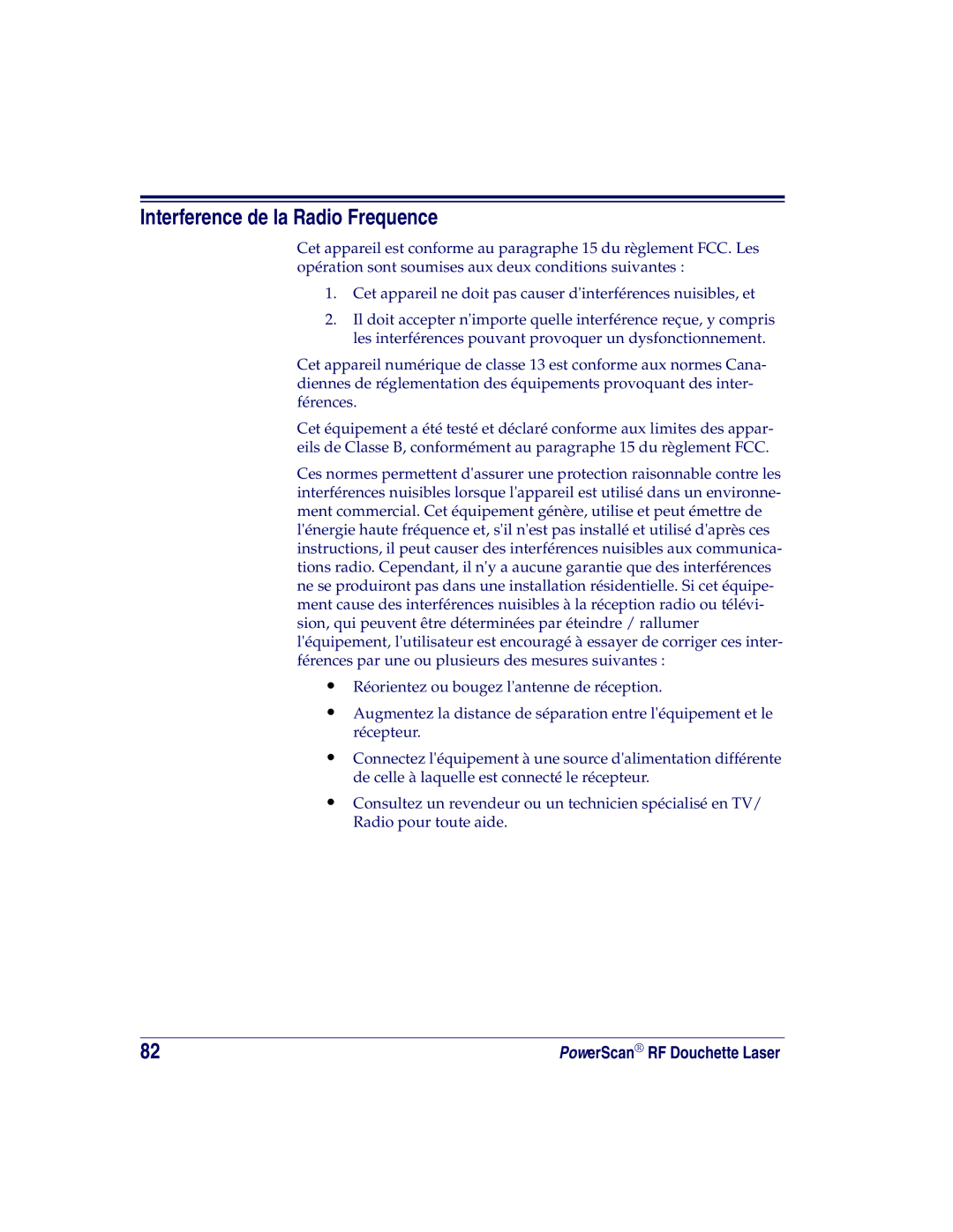 Datalogic Scanning SR, XLR, HD manual Interference de la Radio Frequence 