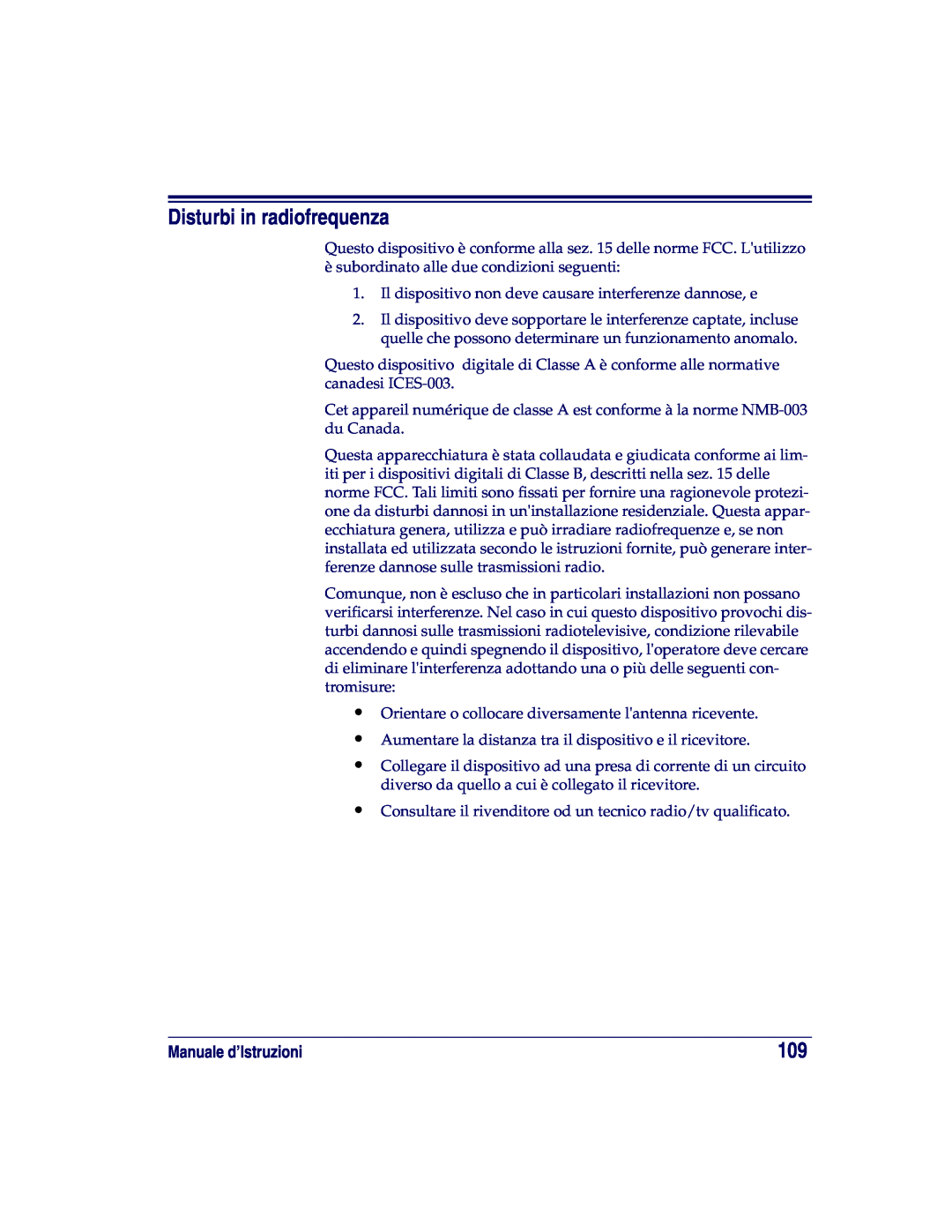 Datalogic Scanning XLR, SR, HD manual Disturbi in radiofrequenza, Manuale d’Istruzioni 