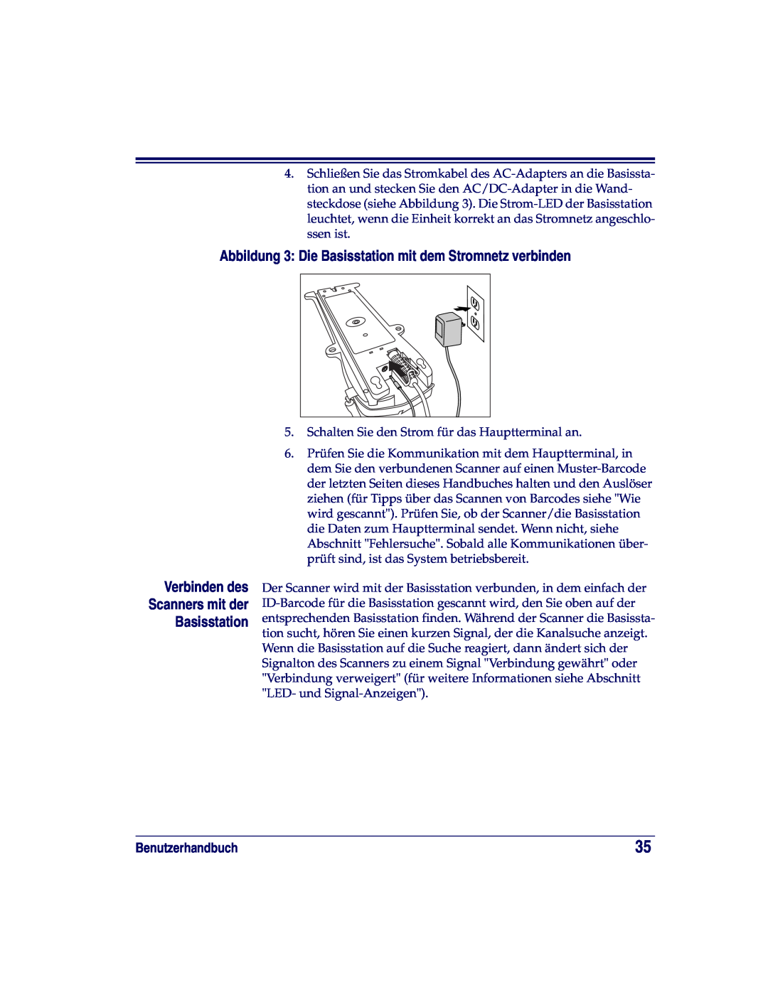 Datalogic Scanning HD, SR, XLR manual Verbinden des Scanners mit der Basisstation, Benutzerhandbuch 