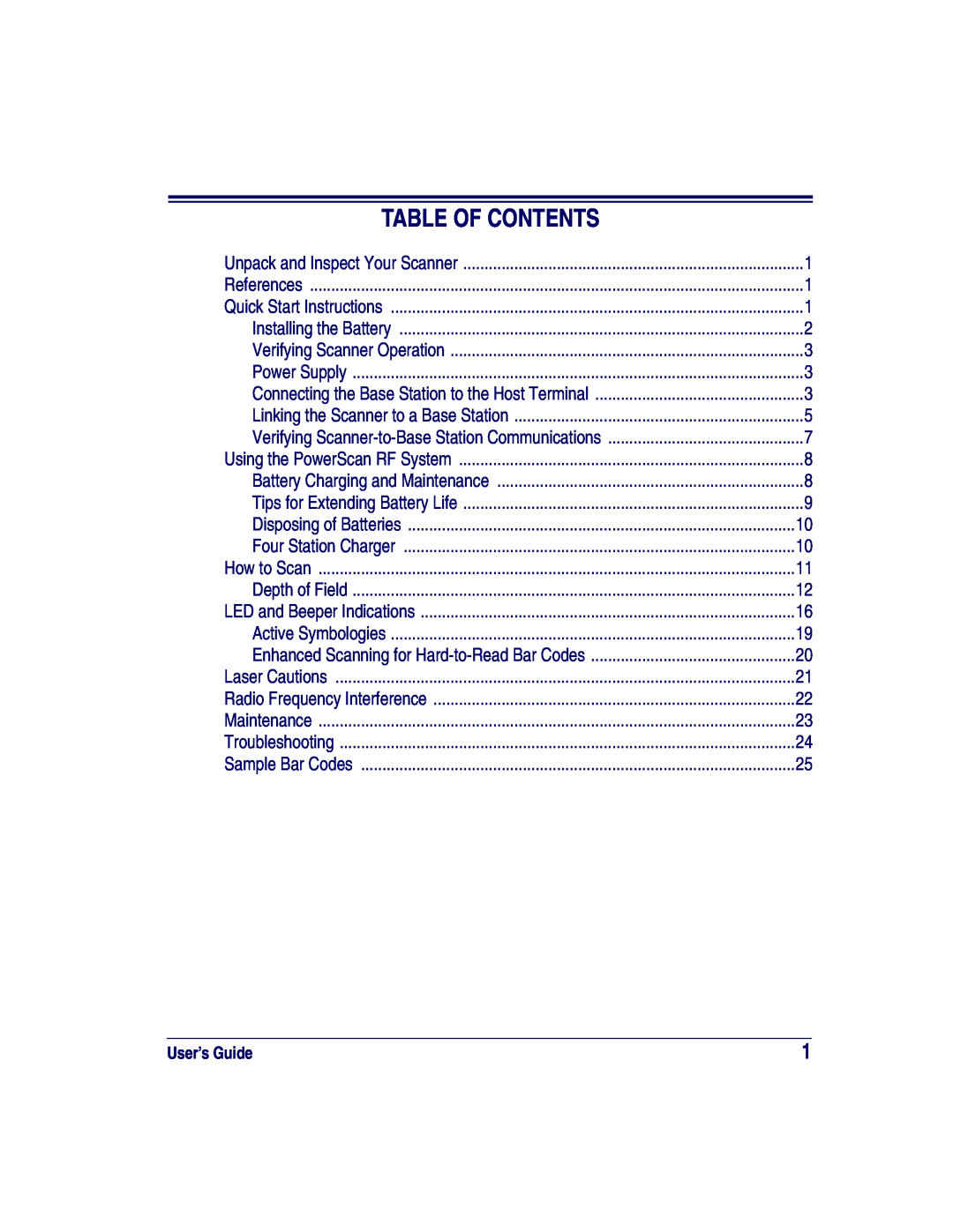 Datalogic Scanning XLR, SR, HD manual Table Of Contents 