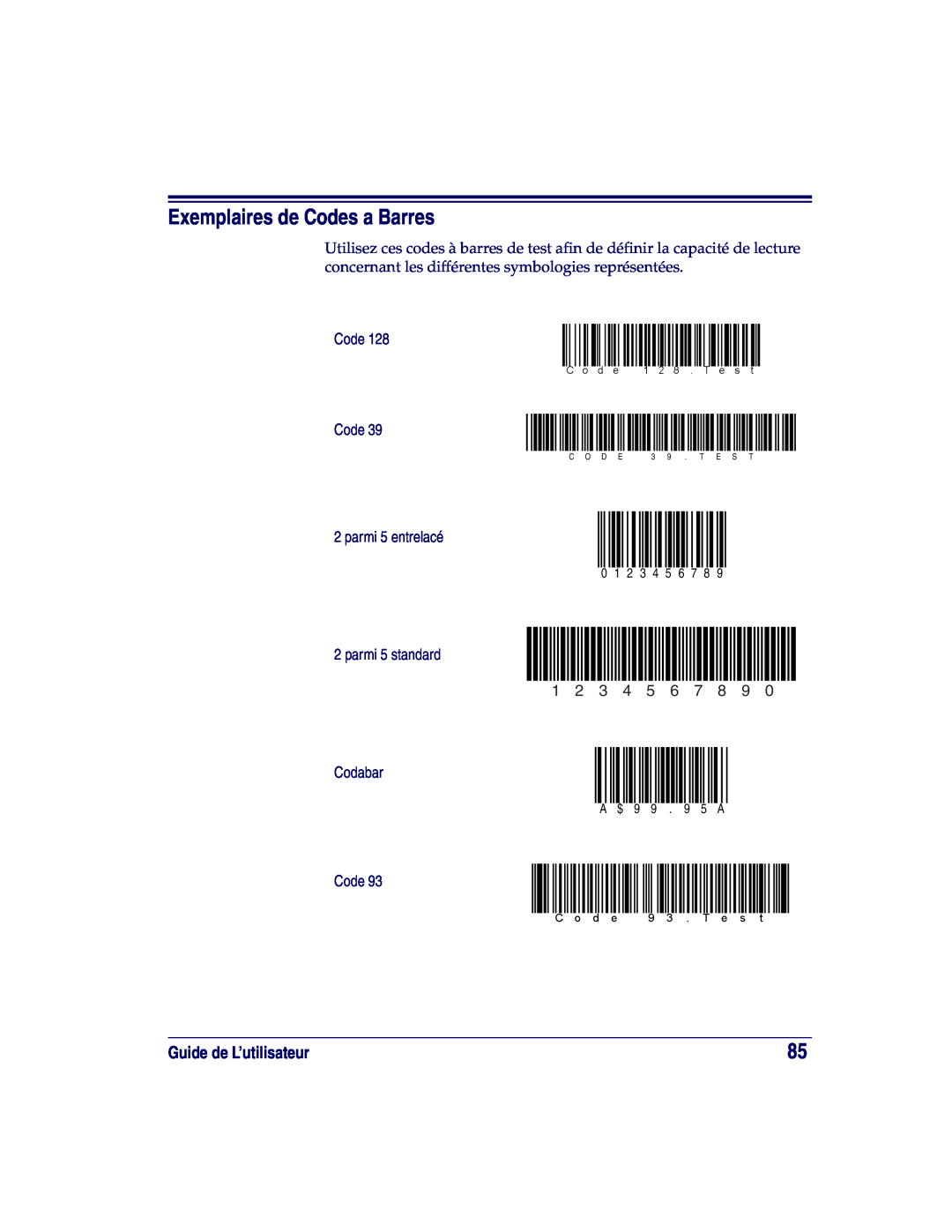 Datalogic Scanning XLR, SR Exemplaires de Codes a Barres, Guide de L’utilisateur, 0 1 2 3 4 5 6, A $ 9 9 . 9 5 A, C o d e 