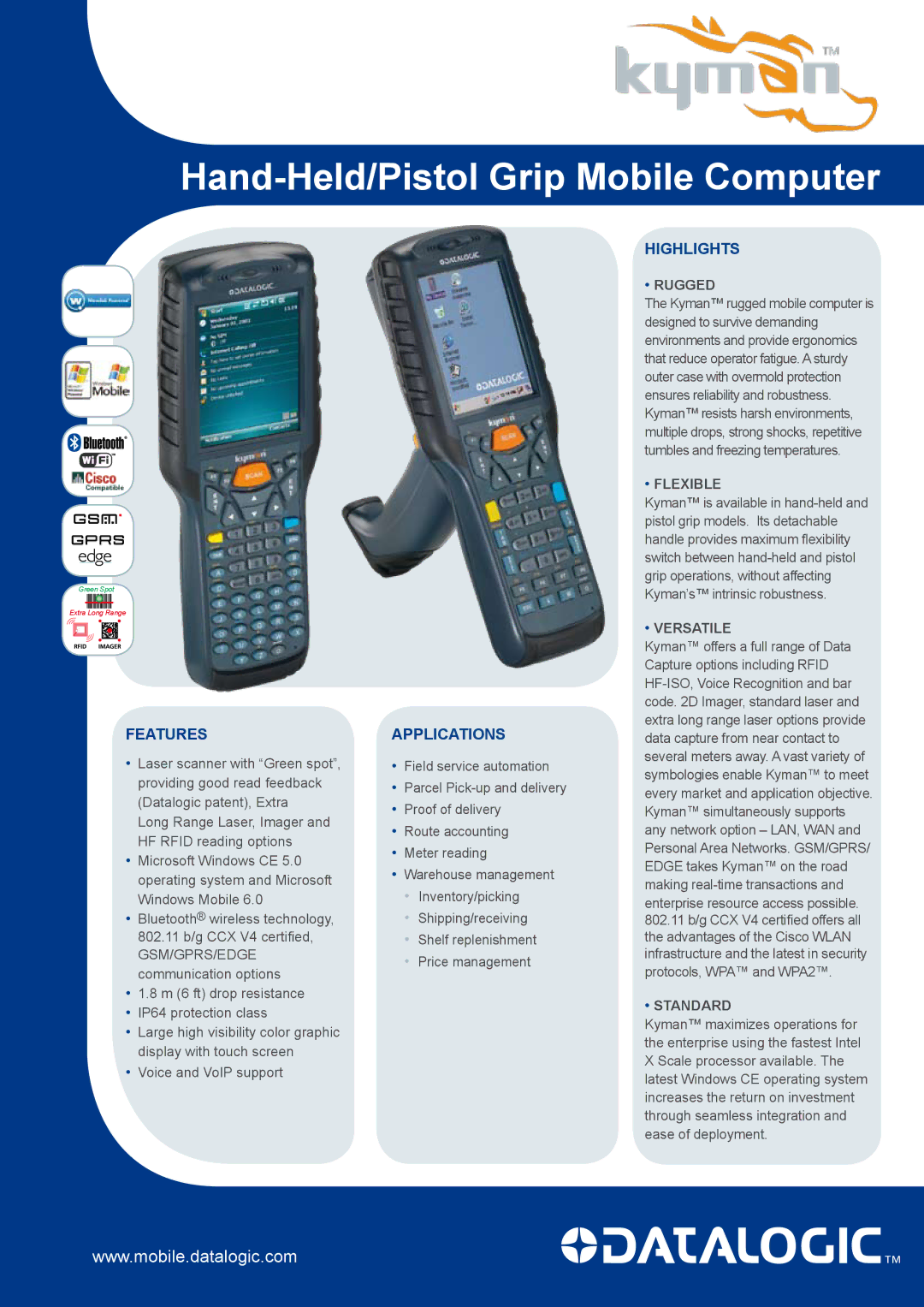 Datalogic Scanning xxx-6xx, xxx-9xx manual Highlights, Features, Applications 