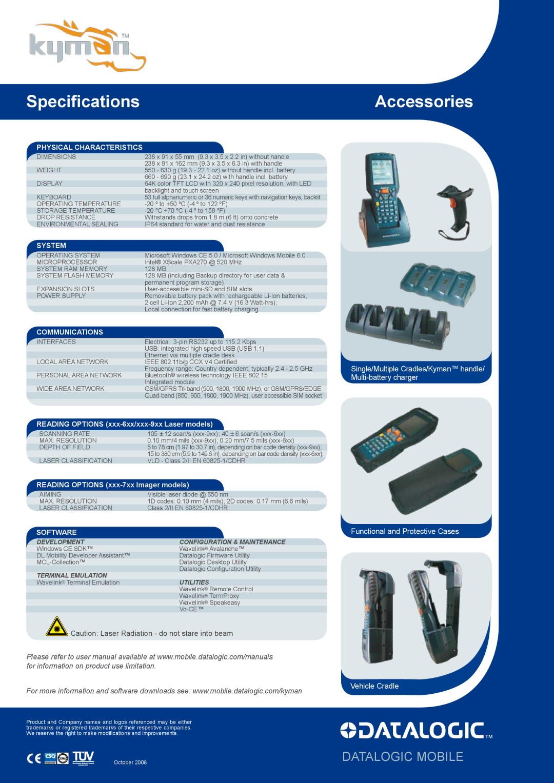 Datalogic Scanning xxx-9xx, xxx-6xx manual Physical Characteristics, System, Communications, Software 