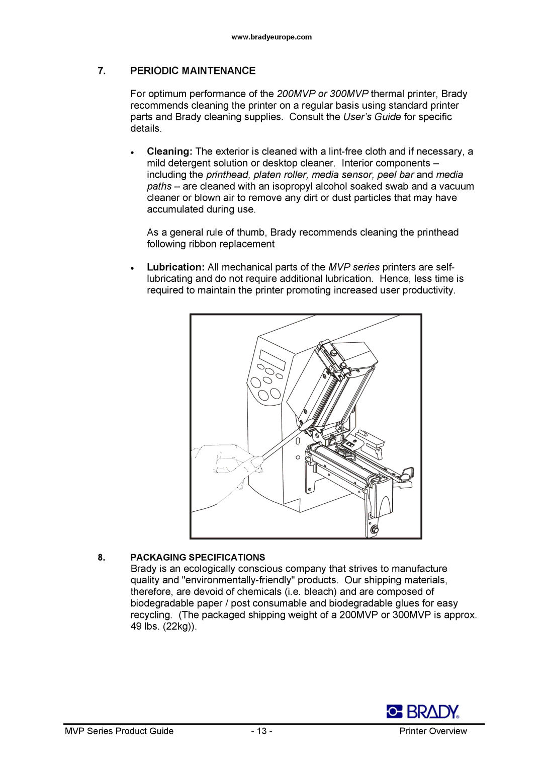 Datamax 200MVP, 300MVP manual Periodic Maintenance 