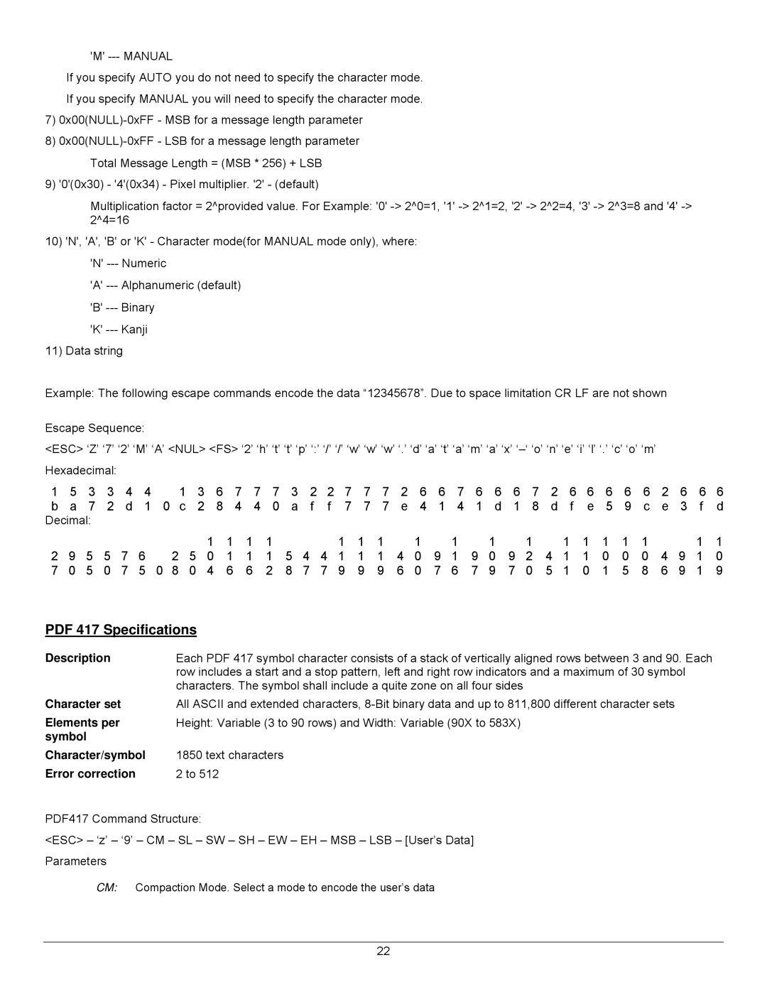 Datamax 7A300007 Rev. 2 manual Symbol Character/symbol, Error correction 