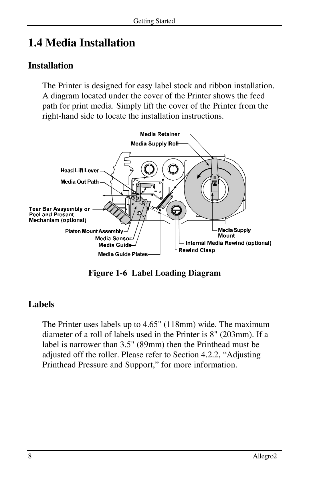 Datamax Allegro 2 manual Media Installation, Labels 