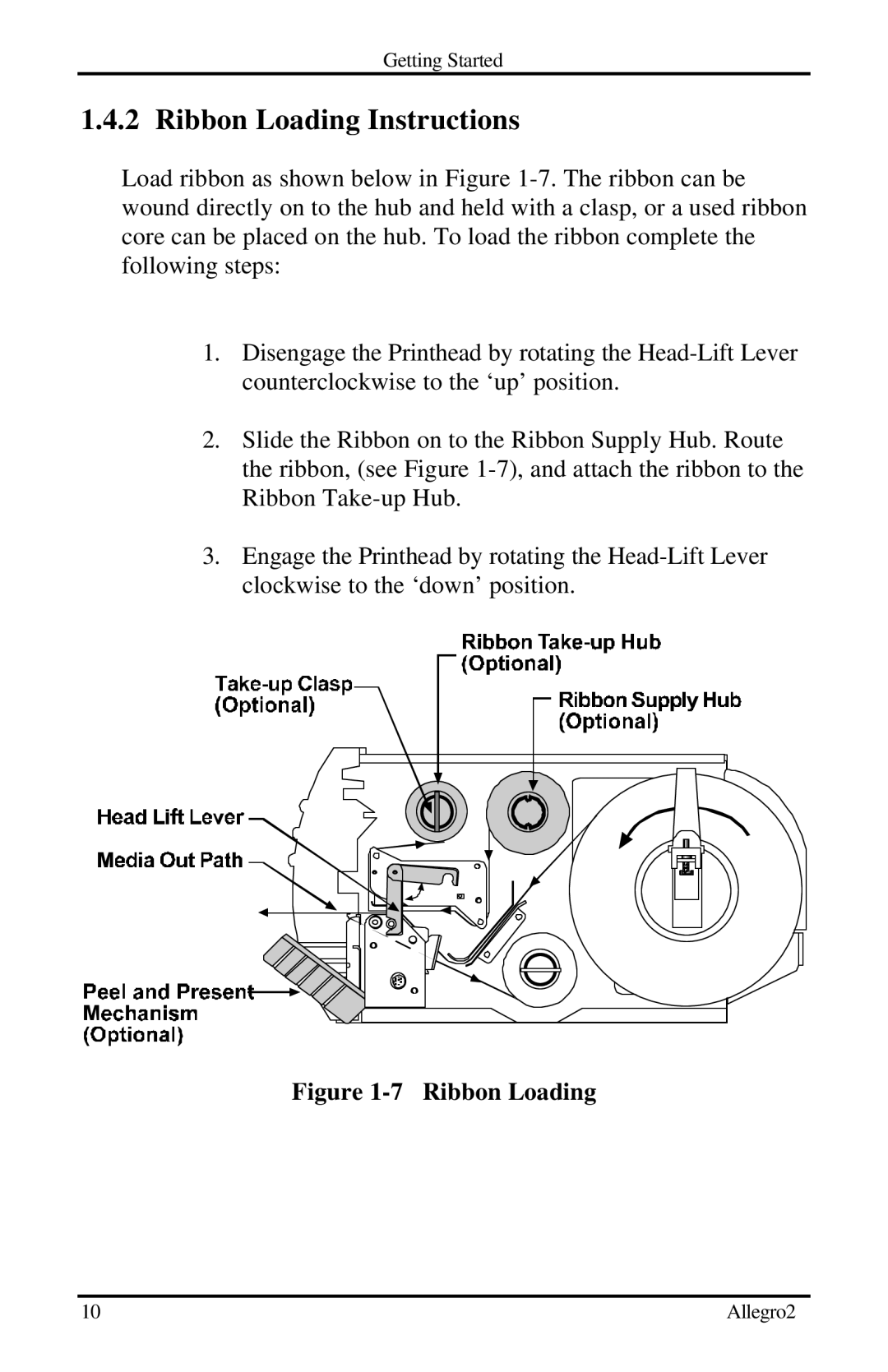 Datamax Allegro 2 manual Ribbon Loading Instructions 