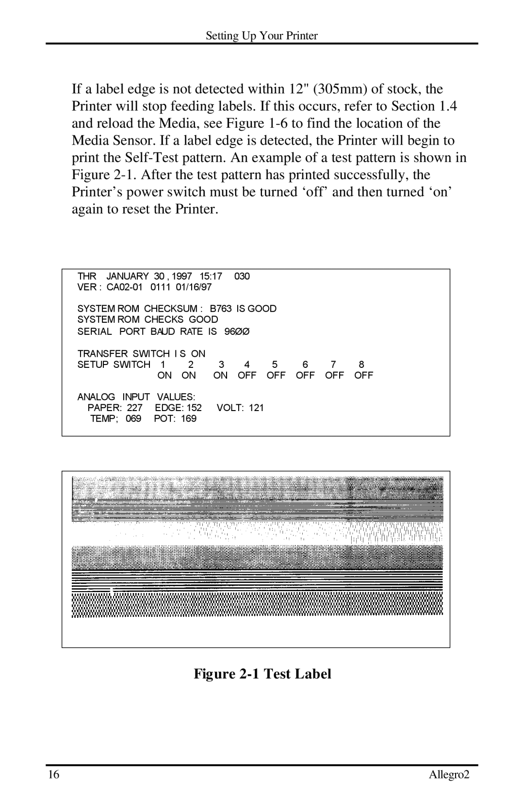 Datamax Allegro 2 manual Test Label 