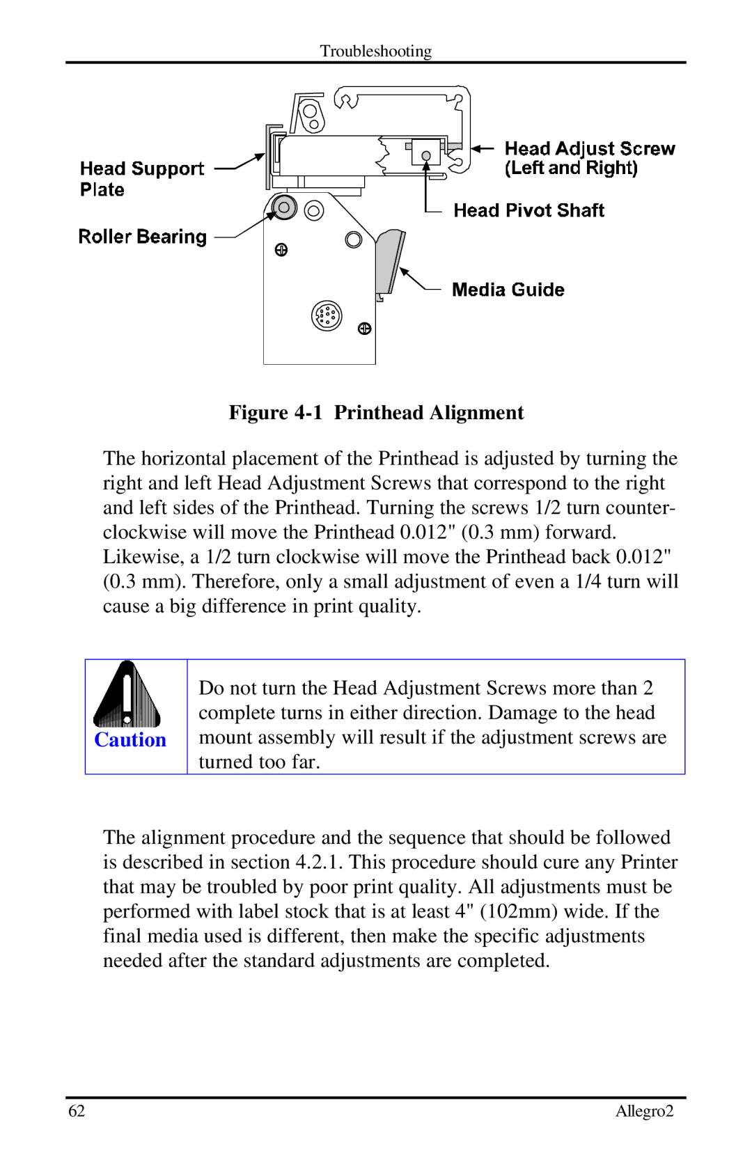 Datamax Allegro 2 manual Printhead Alignment 