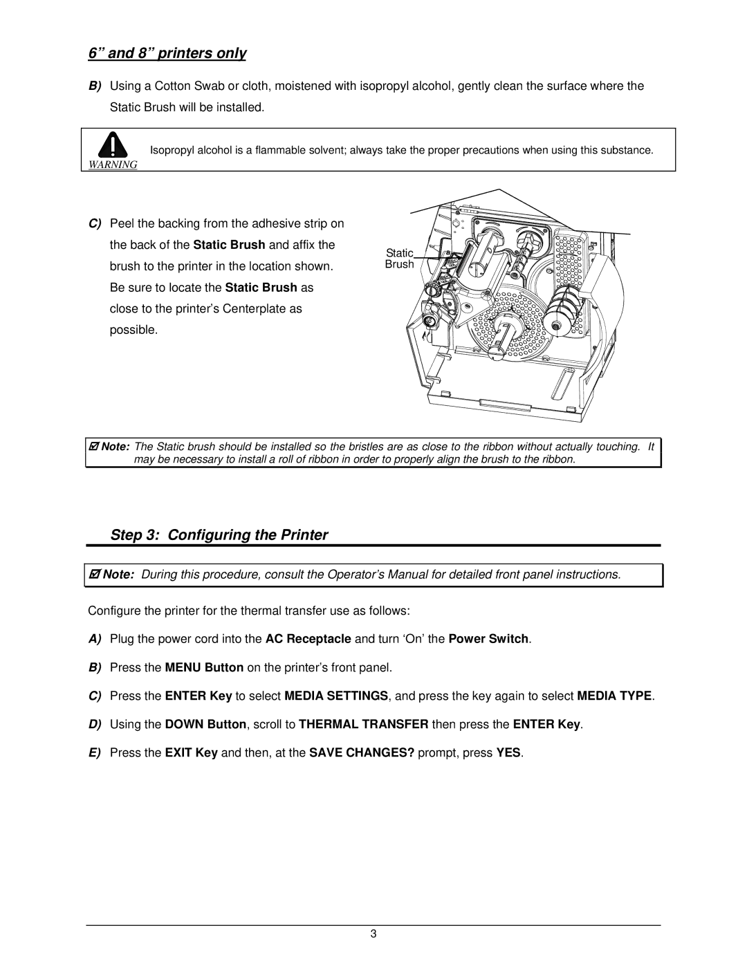 Datamax datamax-o'neil manual printers only, Configuring the Printer 