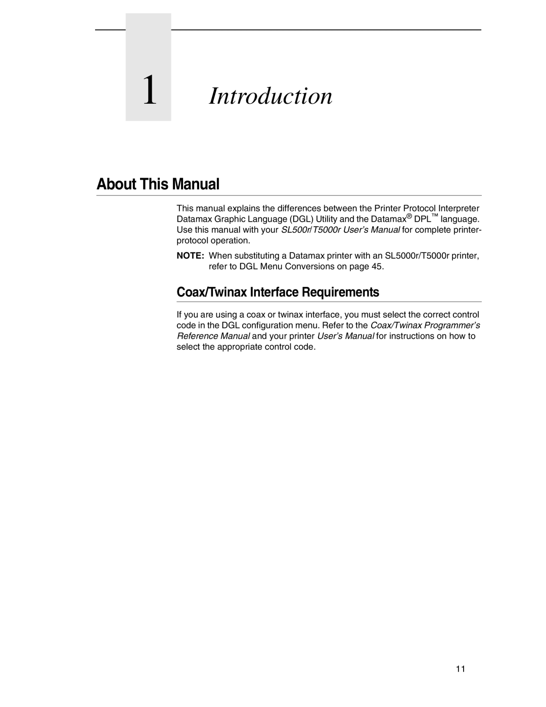 Datamax DGL manual Introduction 