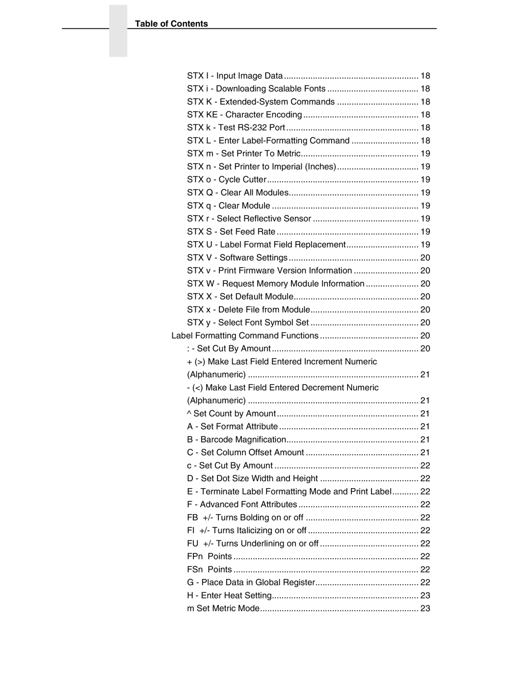 Datamax DGL manual Table of Contents 