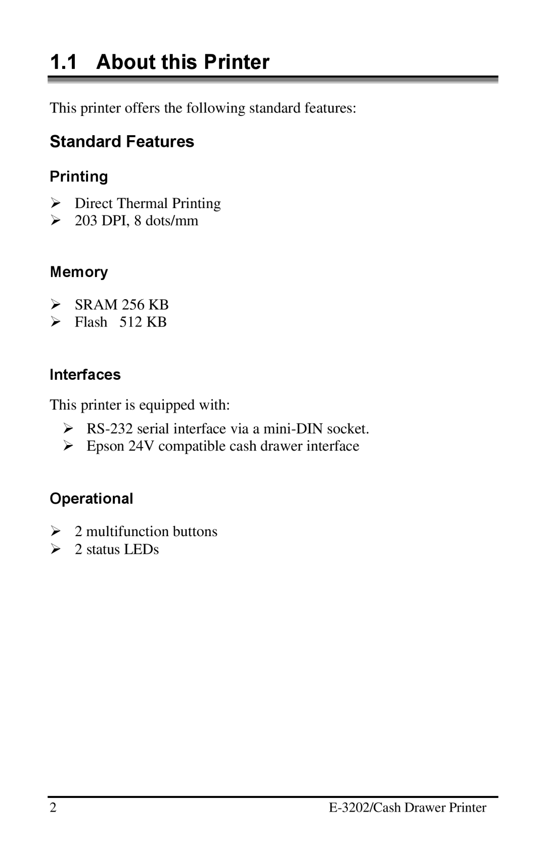 Datamax E-3202 manual About this Printer, Standard Features 