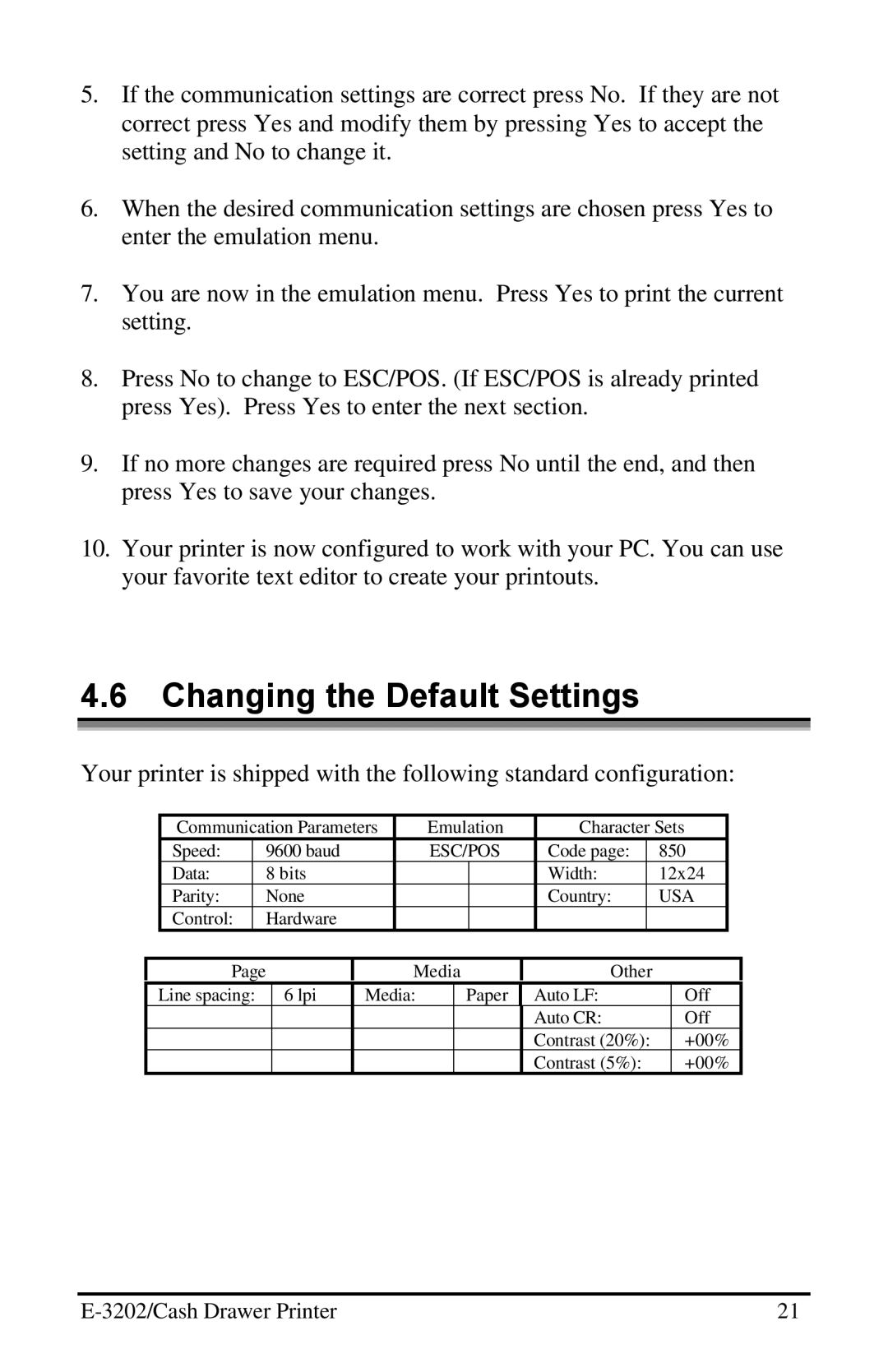 Datamax E-3202 manual Changing the Default Settings, Usa 