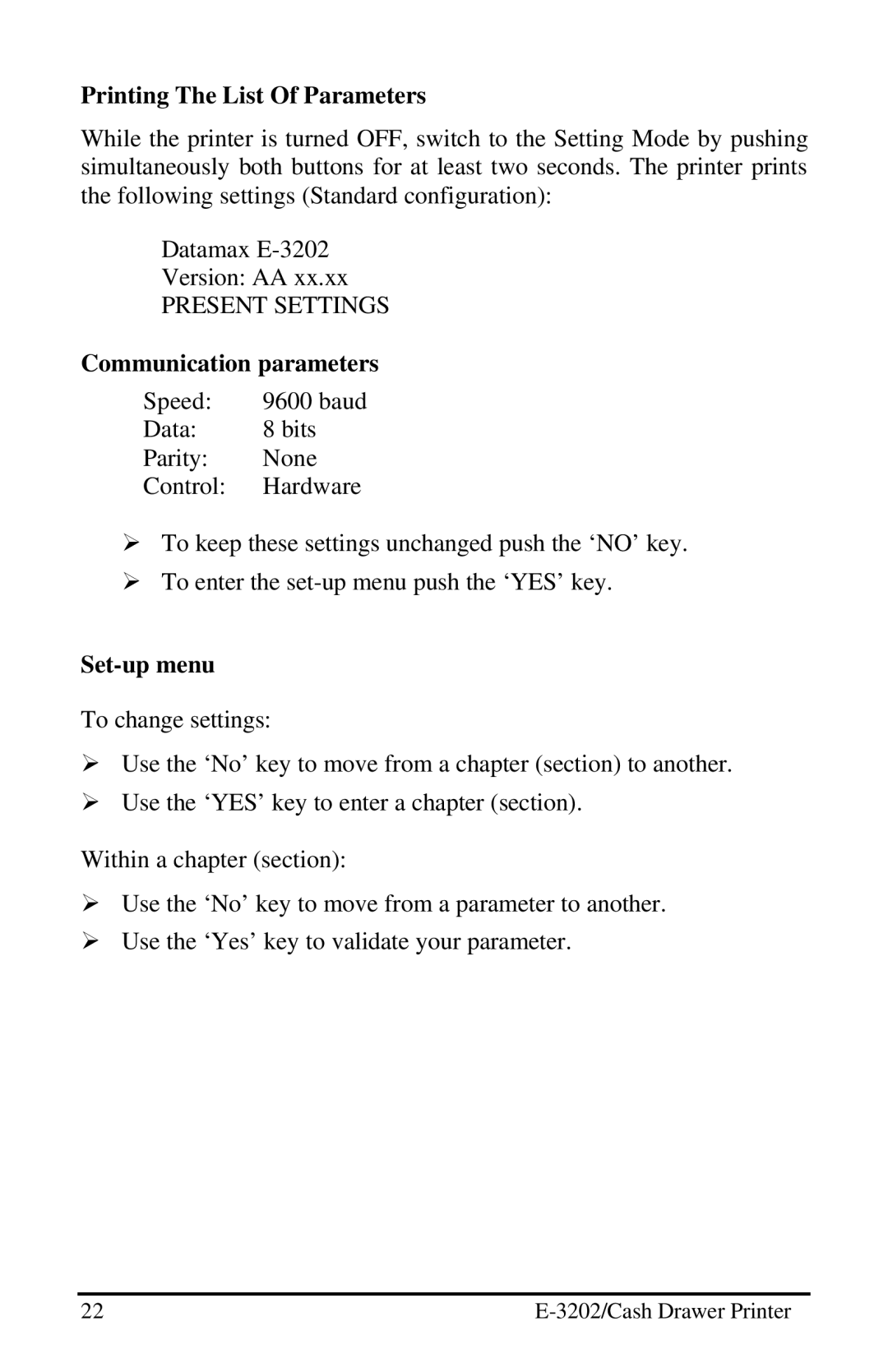 Datamax E-3202 manual Printing The List Of Parameters 