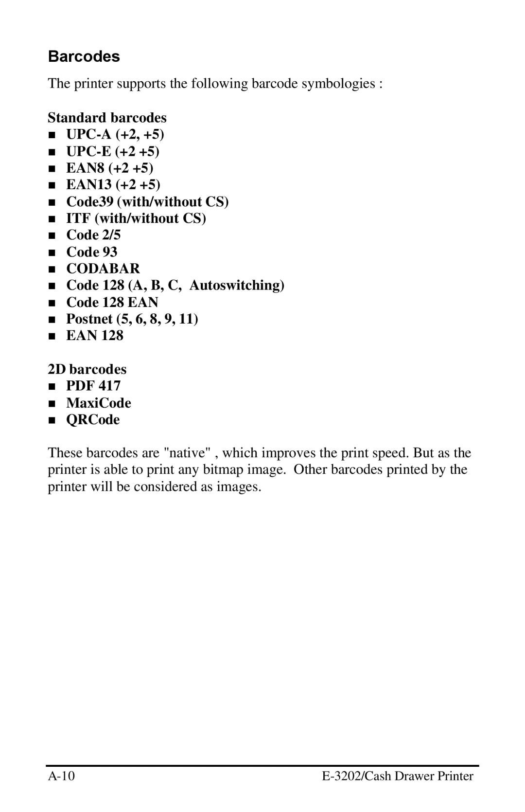 Datamax E-3202 manual Barcodes 