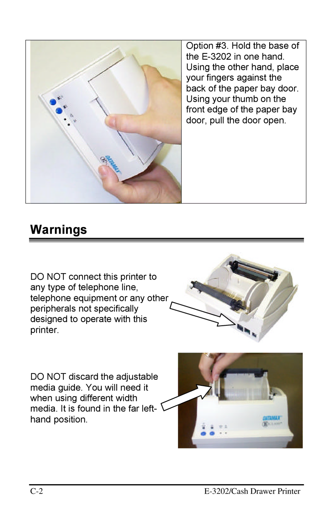 Datamax E-3202 manual 3202/Cash Drawer Printer 