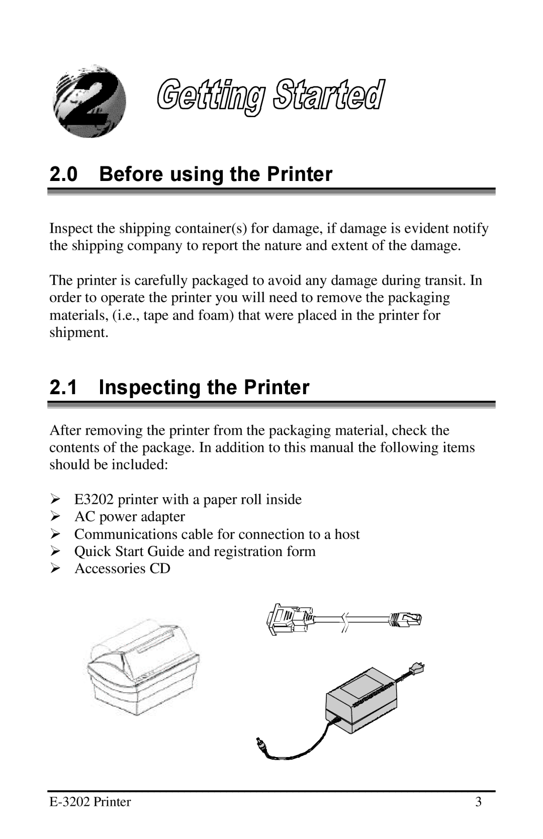 Datamax E-3202 manual Before using the Printer, Inspecting the Printer 