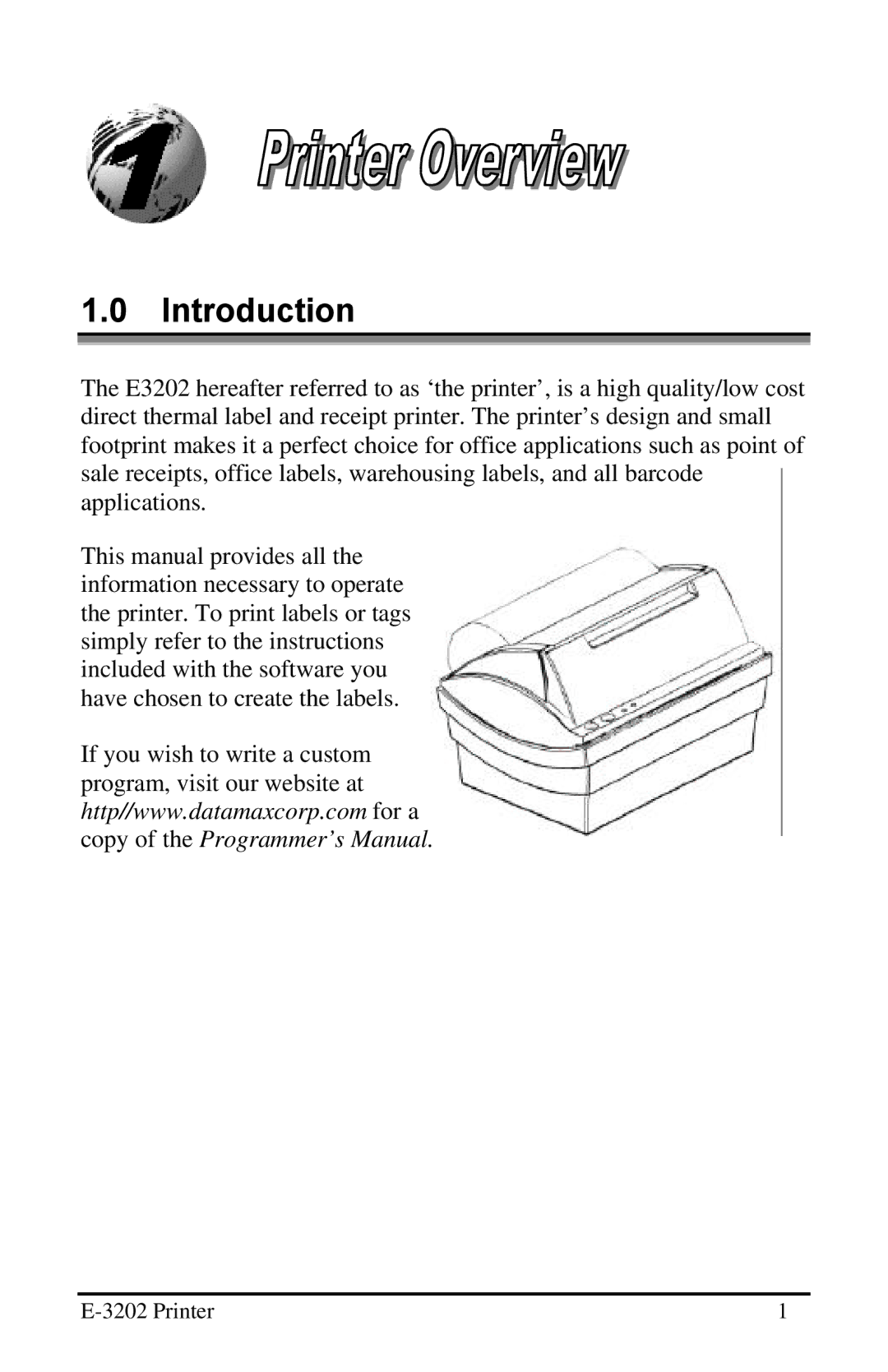 Datamax E-3202 manual Introduction 