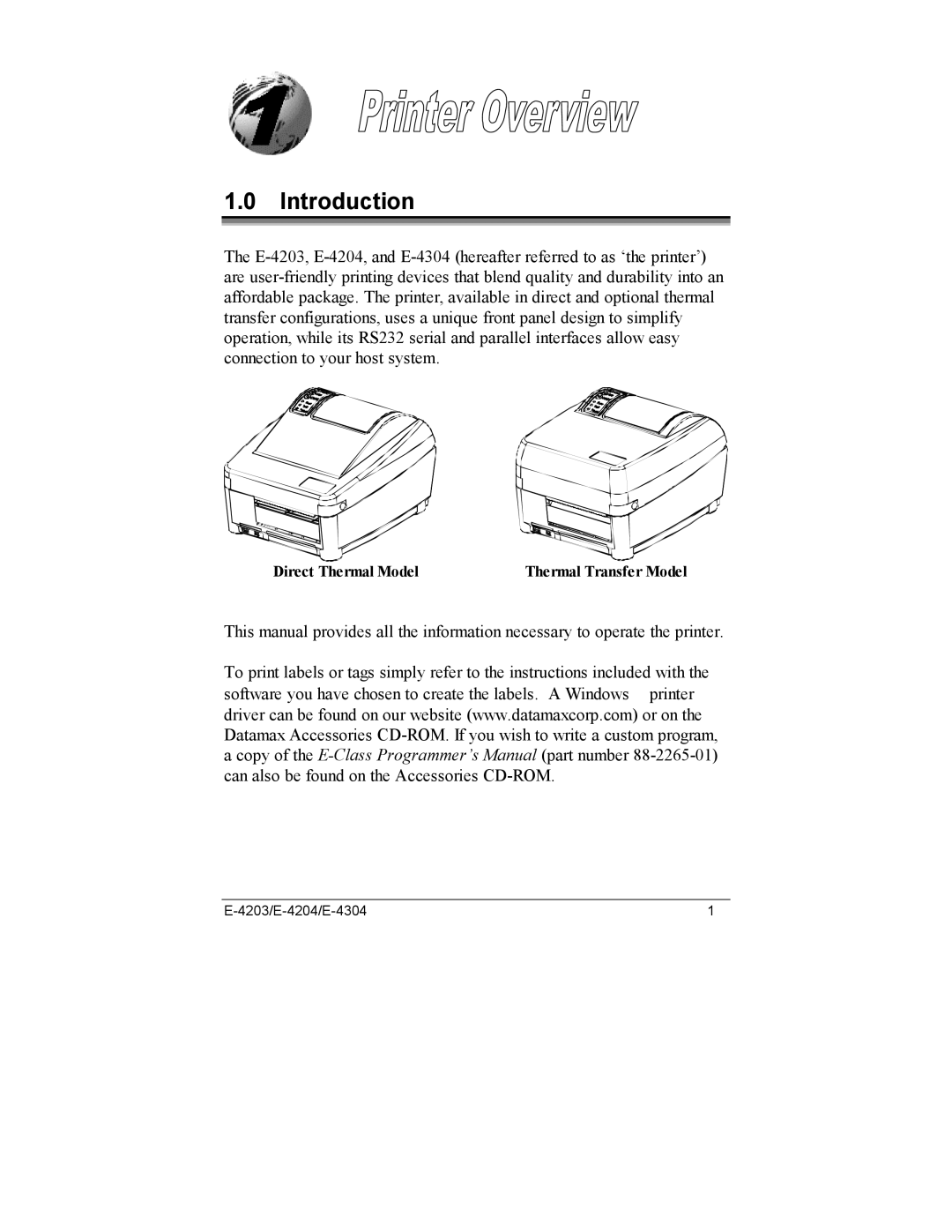 Datamax E-4304e, E-4203, E-4204 manual Introduction 