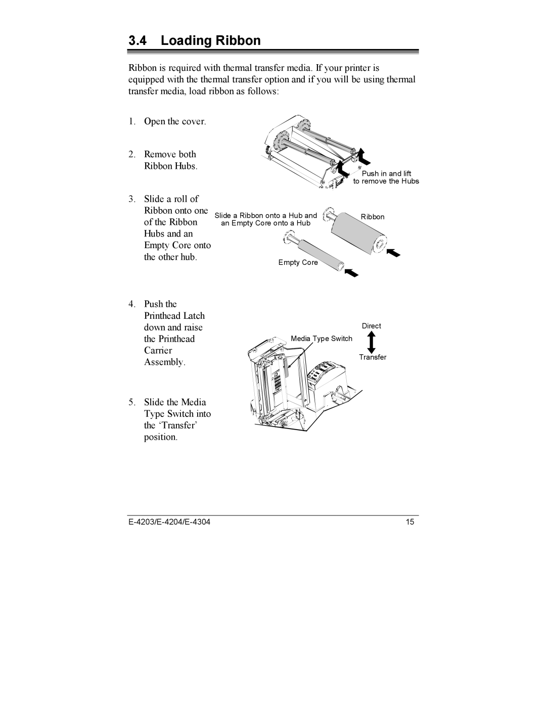 Datamax E-4204, E-4203, E-4304e manual Loading Ribbon 