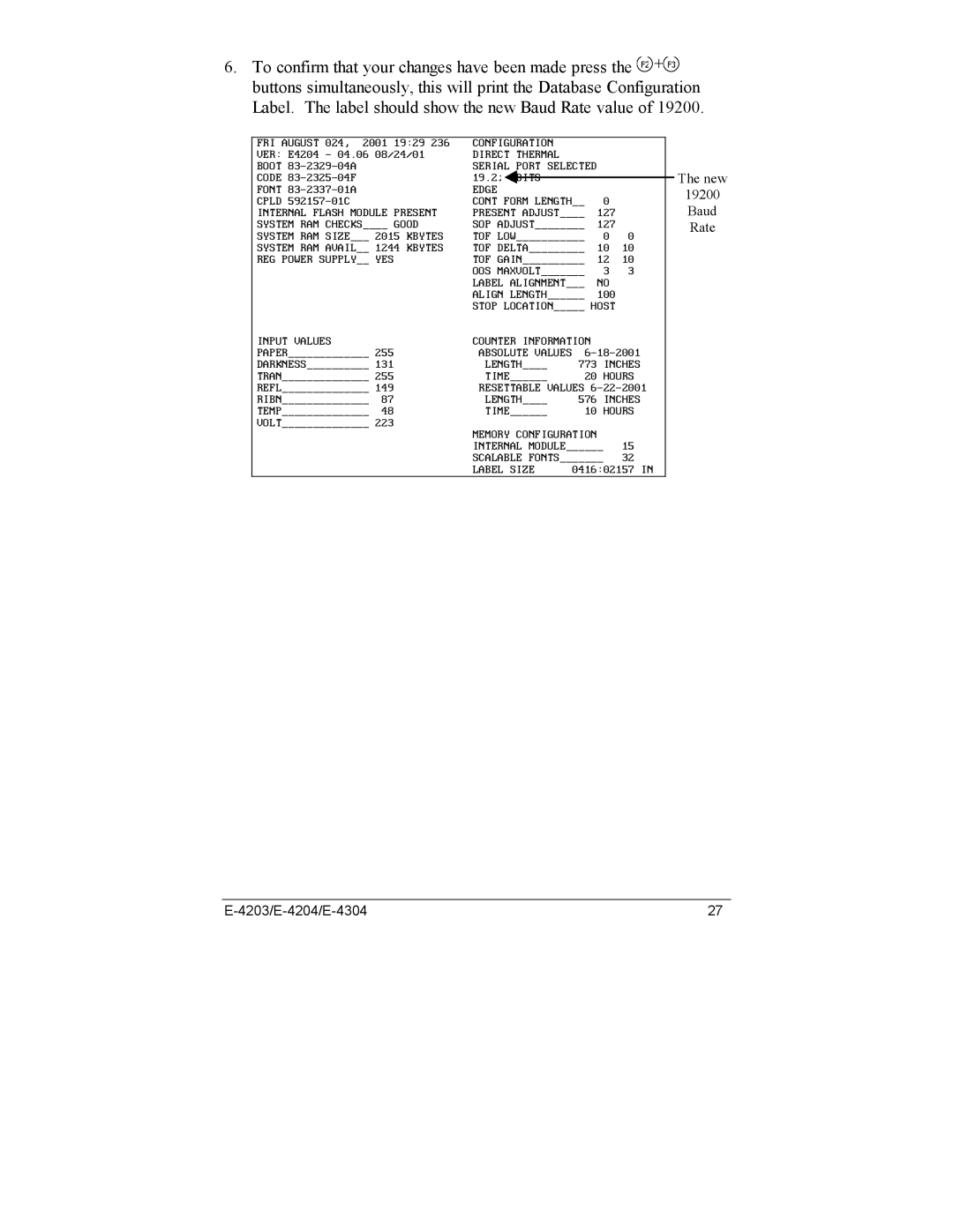 Datamax E-4204, E-4203, E-4304e manual New 19200 Baud Rate 