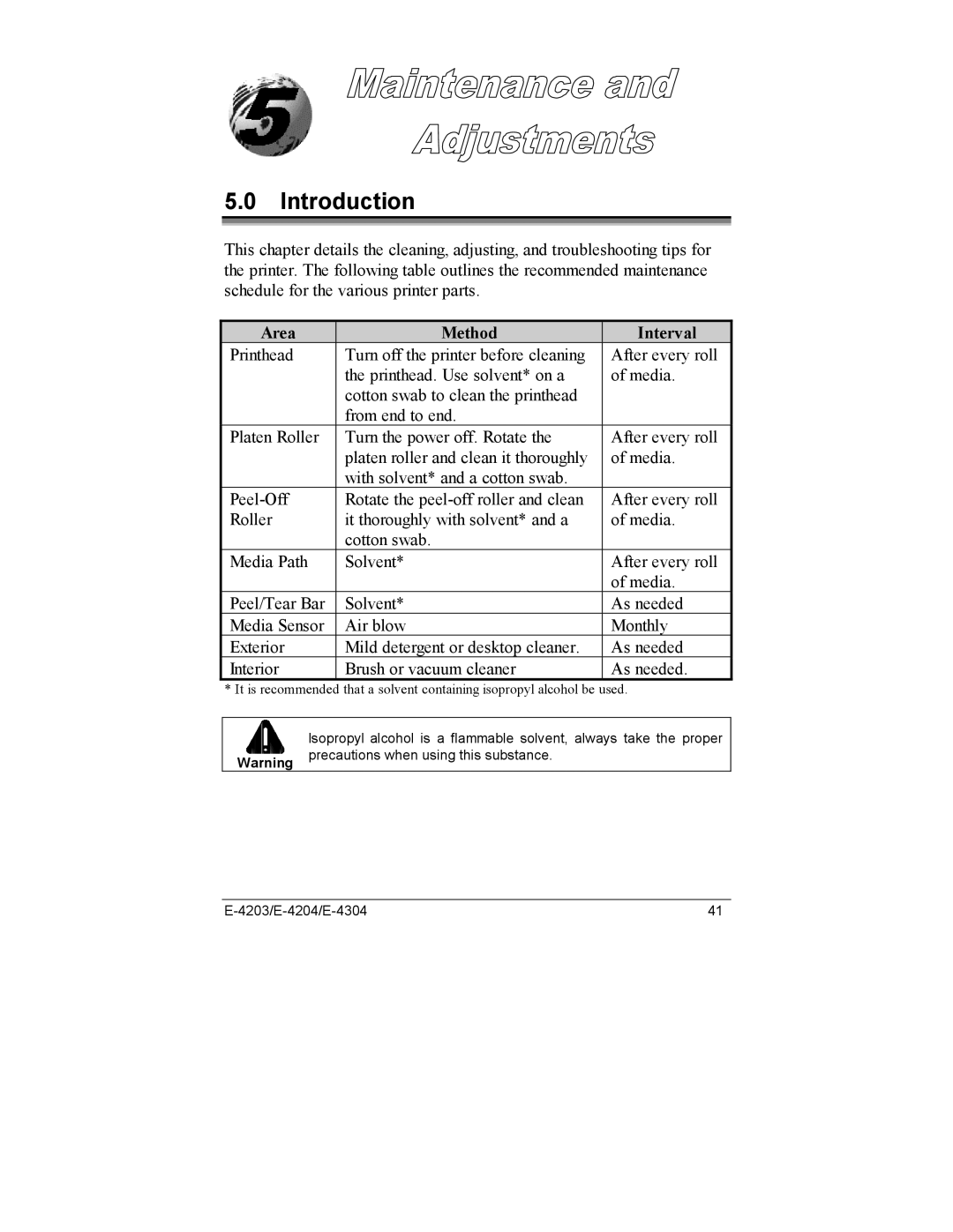 Datamax E-4203, E-4204, E-4304e manual Area Method Interval 