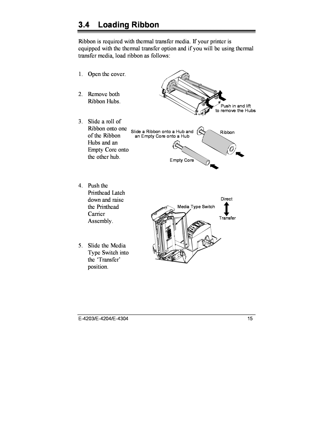 Datamax E-4204, E-4203, E-4304e manual Loading Ribbon 