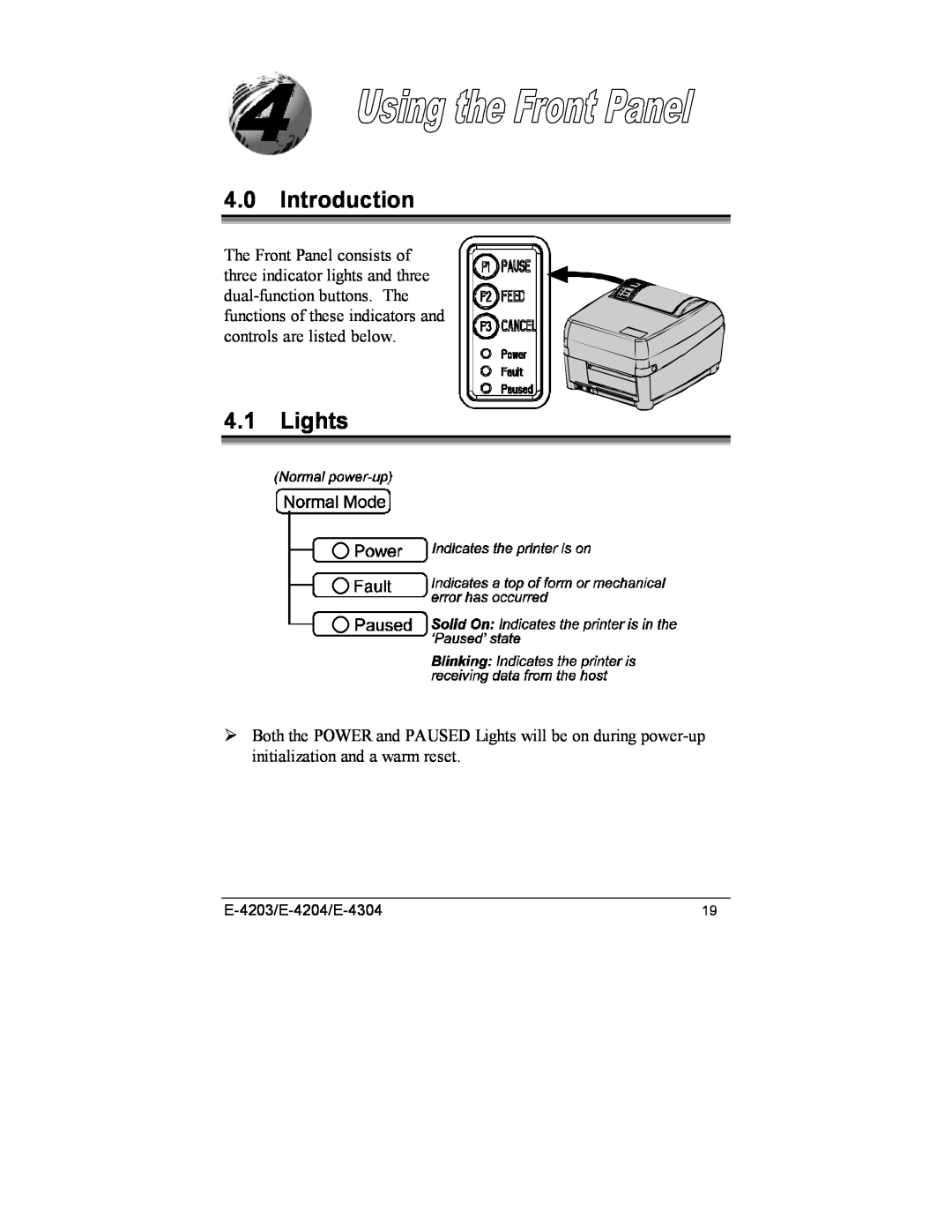 Datamax E-4304e manual Introduction, Lights, E-4203/E-4204/E-4304 