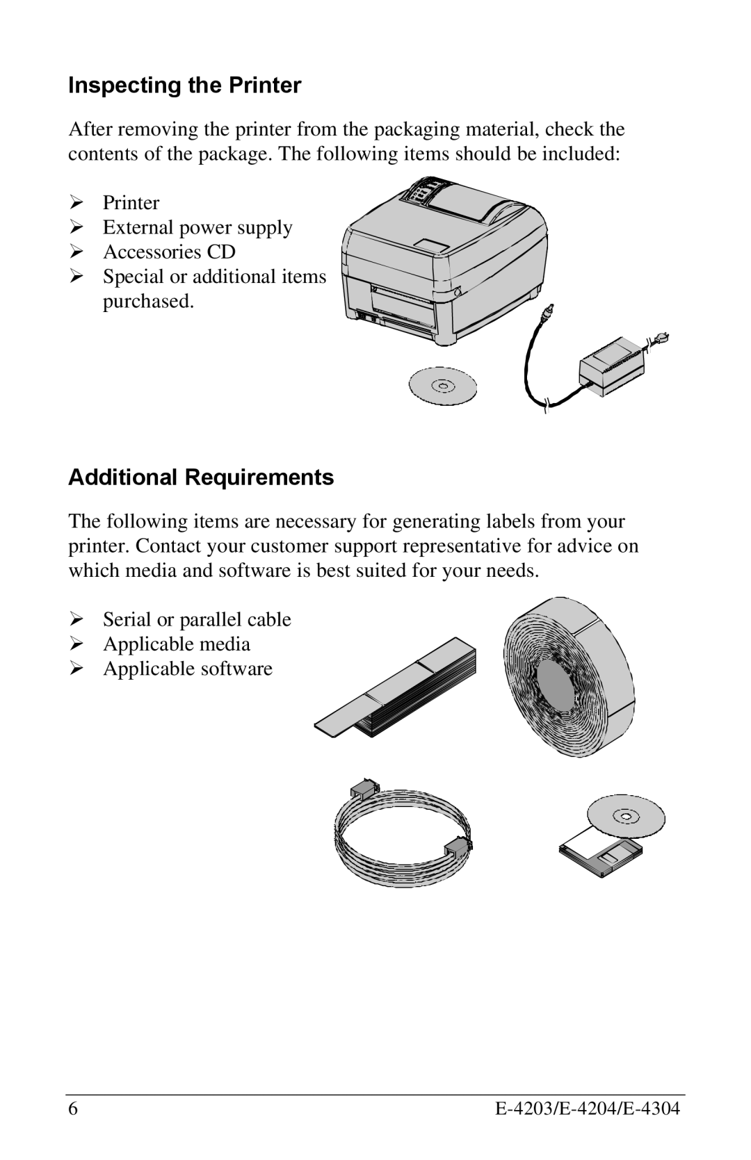 Datamax E-4304 manual Inspecting the Printer, Additional Requirements 