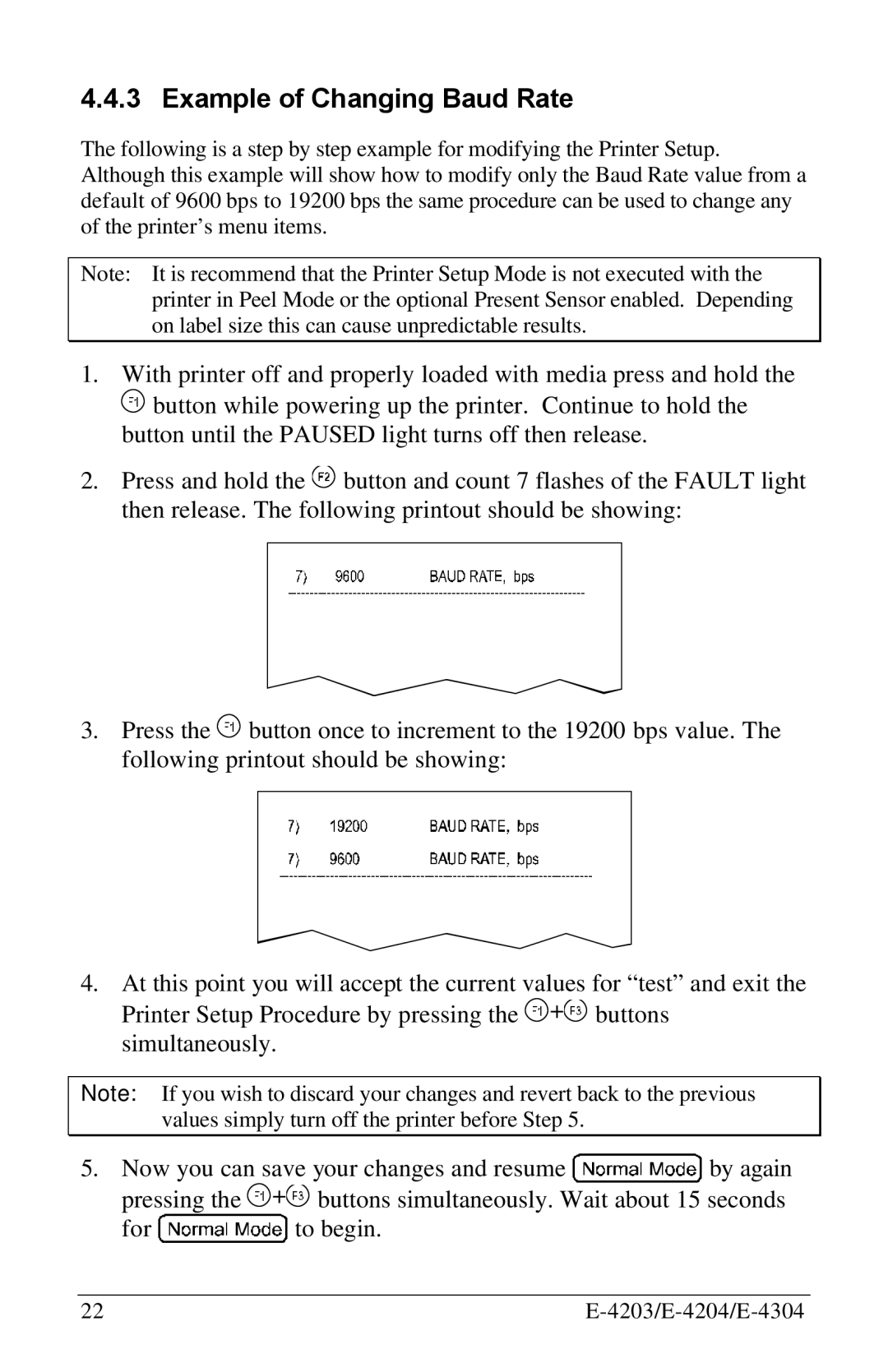 Datamax E-4304 manual Example of Changing Baud Rate 