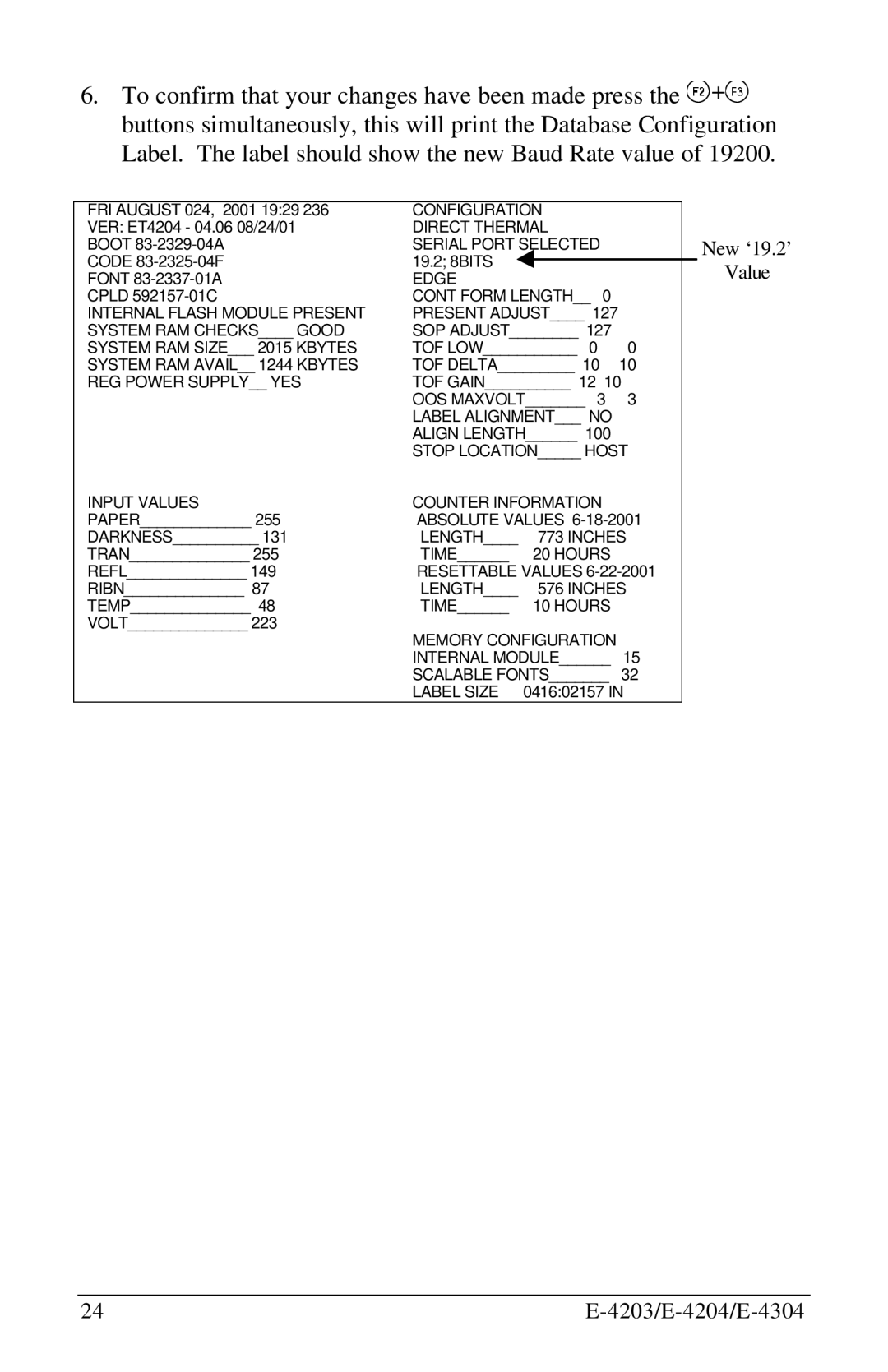 Datamax E-4304 manual New ‘19.2’ Value 