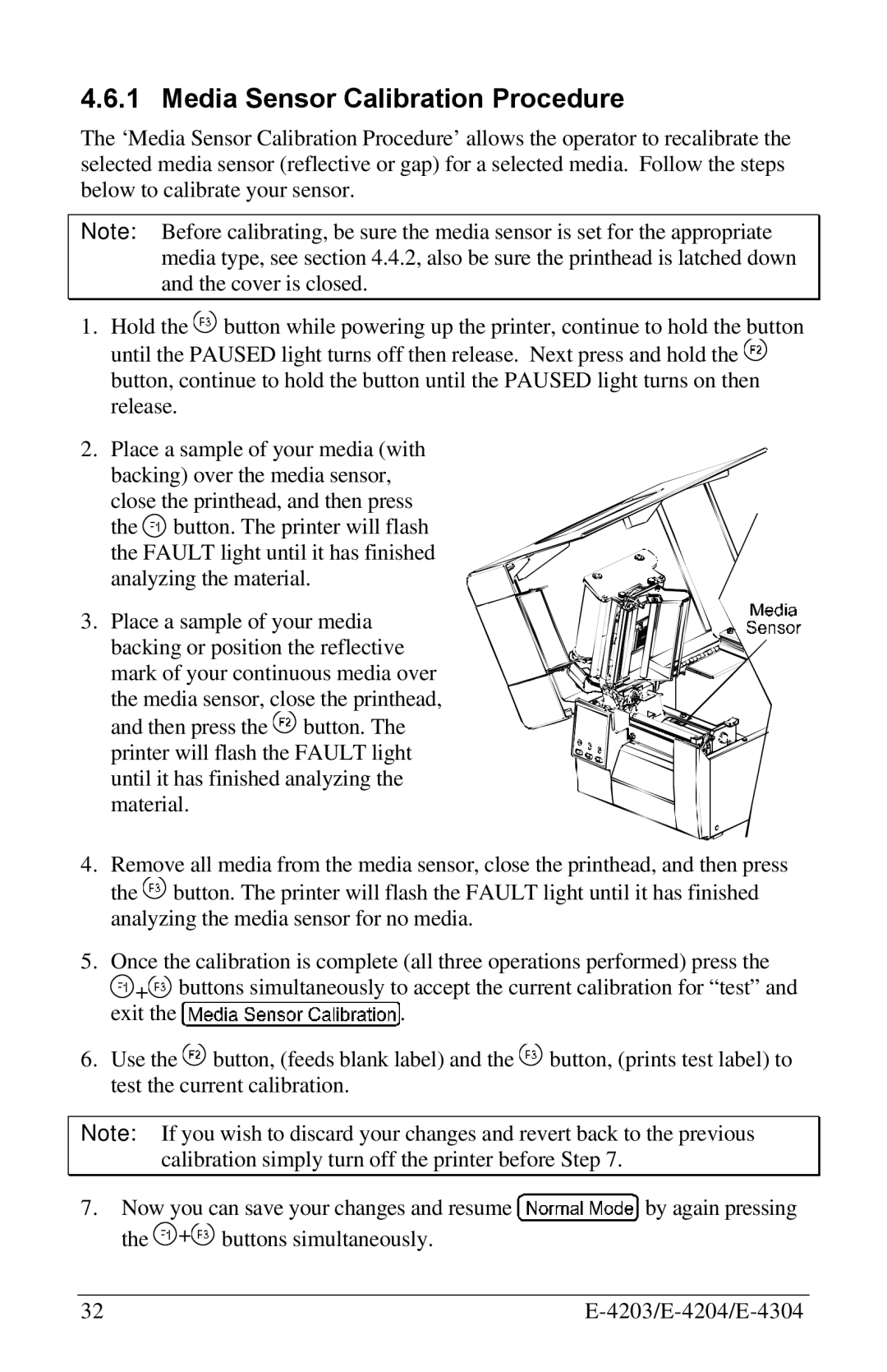 Datamax E-4304 manual Media Sensor Calibration Procedure 