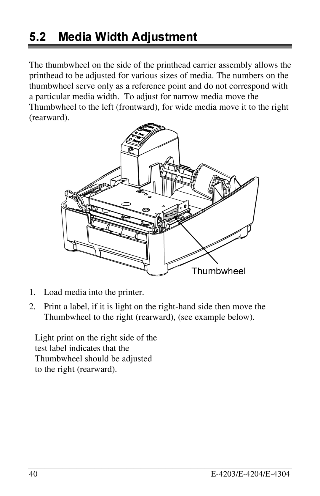 Datamax E-4304 manual Media Width Adjustment 