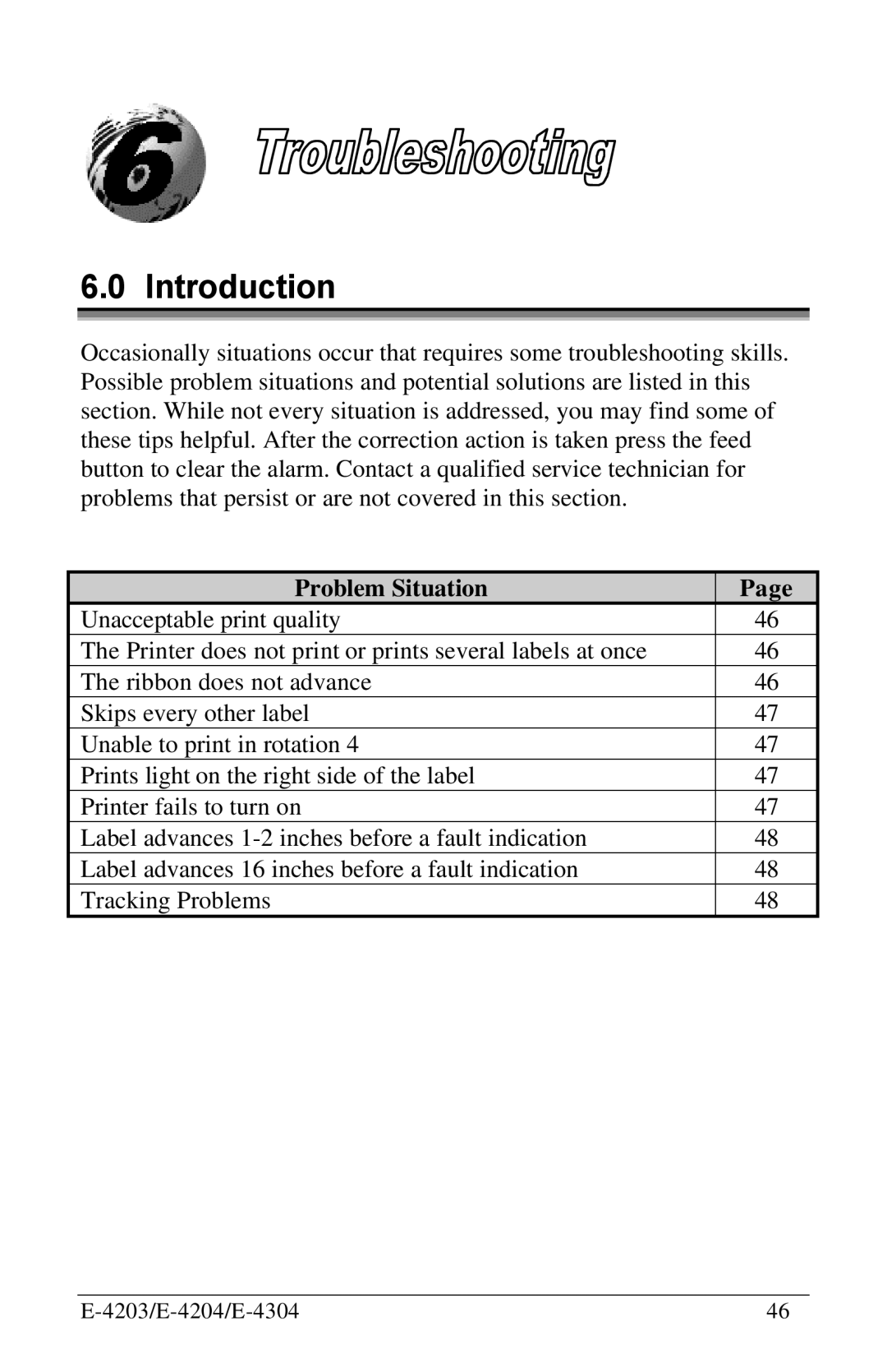 Datamax E-4304 manual Introduction, Problem Situation 