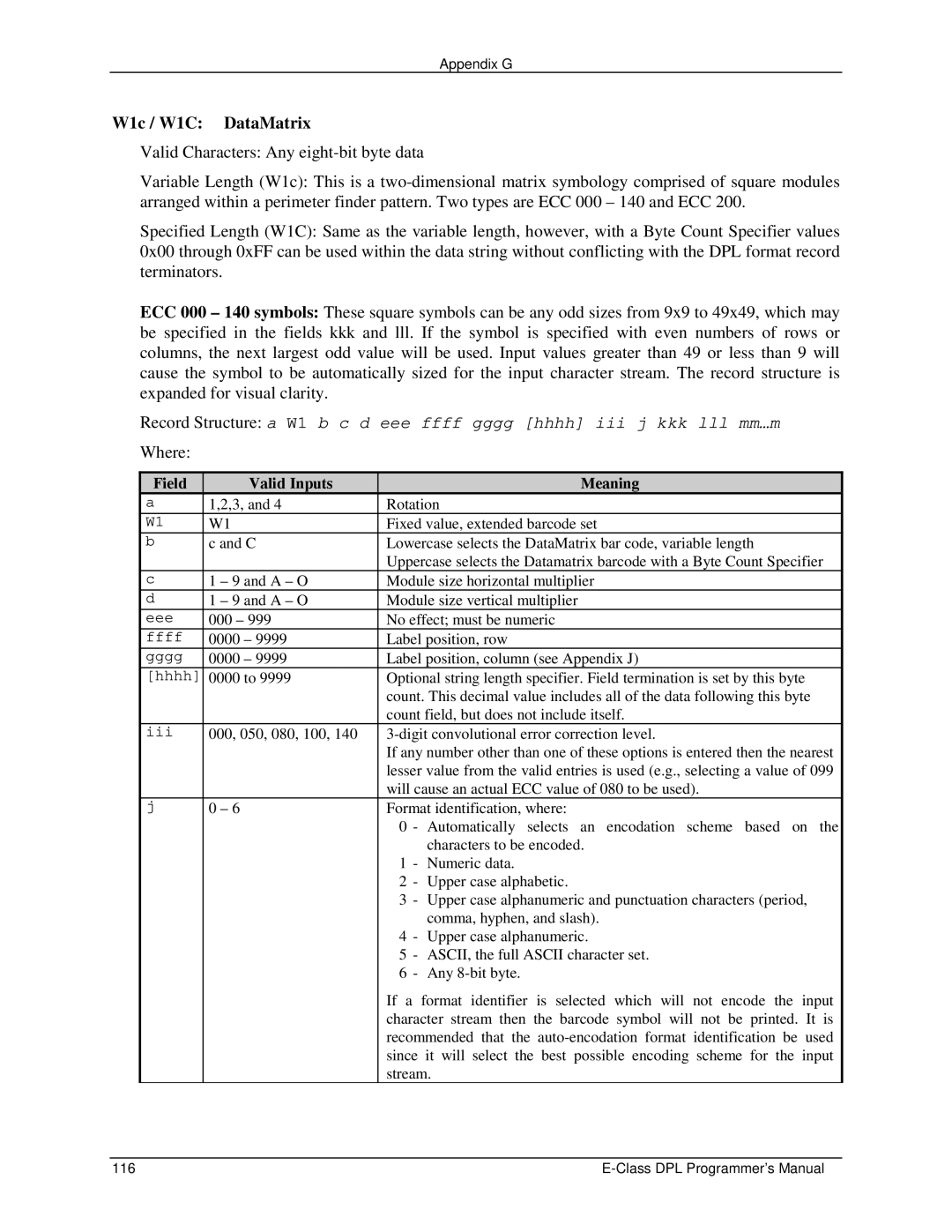 Datamax E4203 manual W1c / W1C DataMatrix 