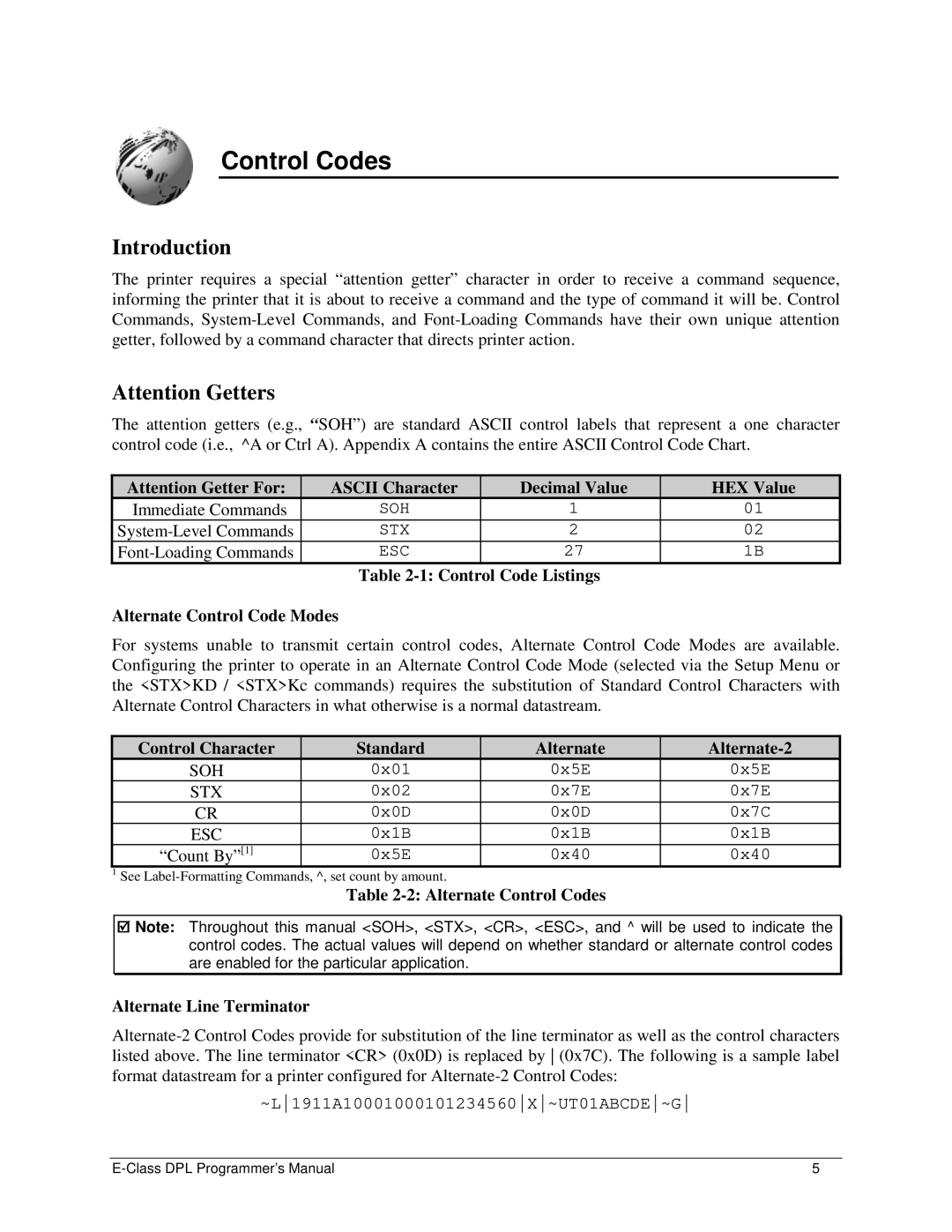 Datamax E4203 manual Control Codes, Introduction 