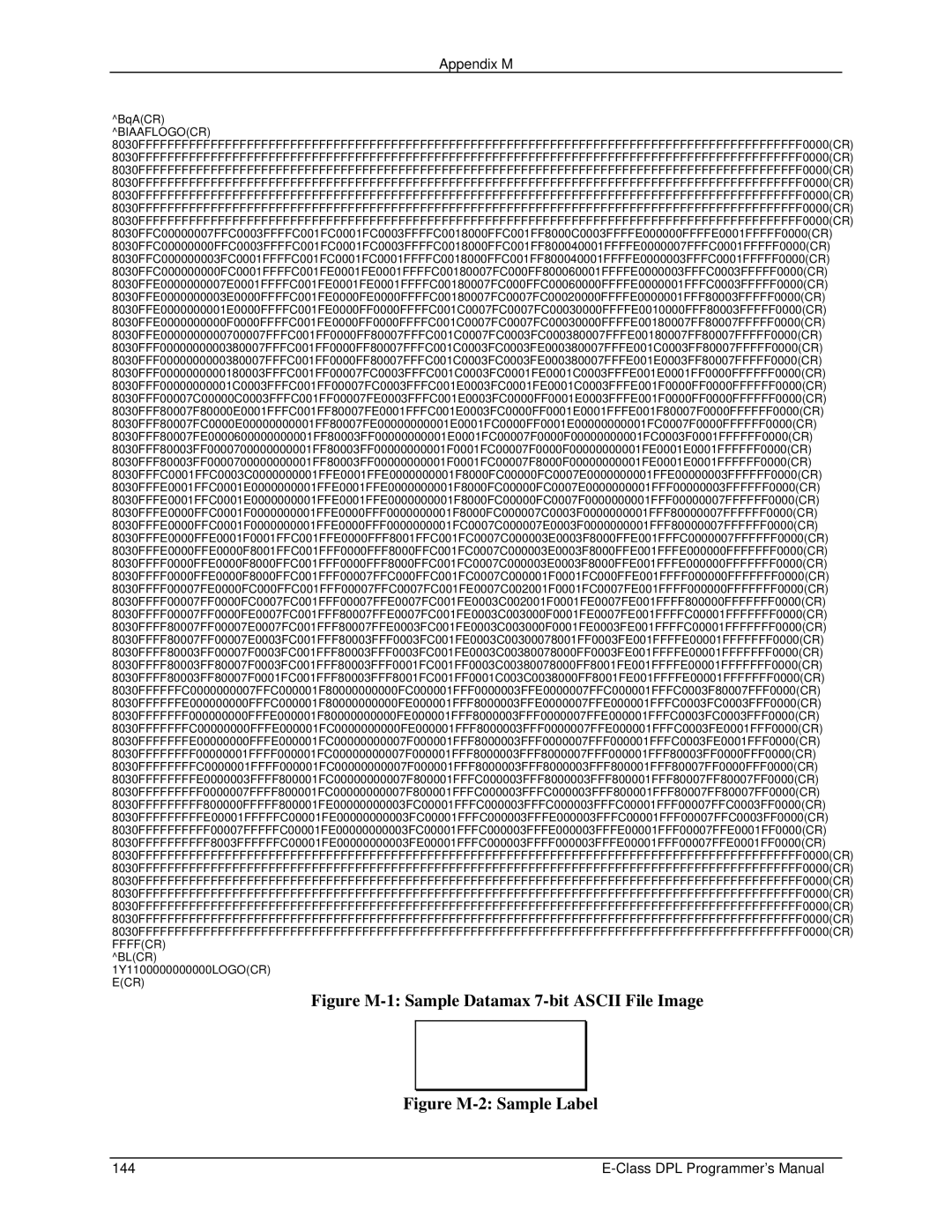 Datamax E4203 manual Figure M-1 Sample Datamax 7-bit Ascii File Image 