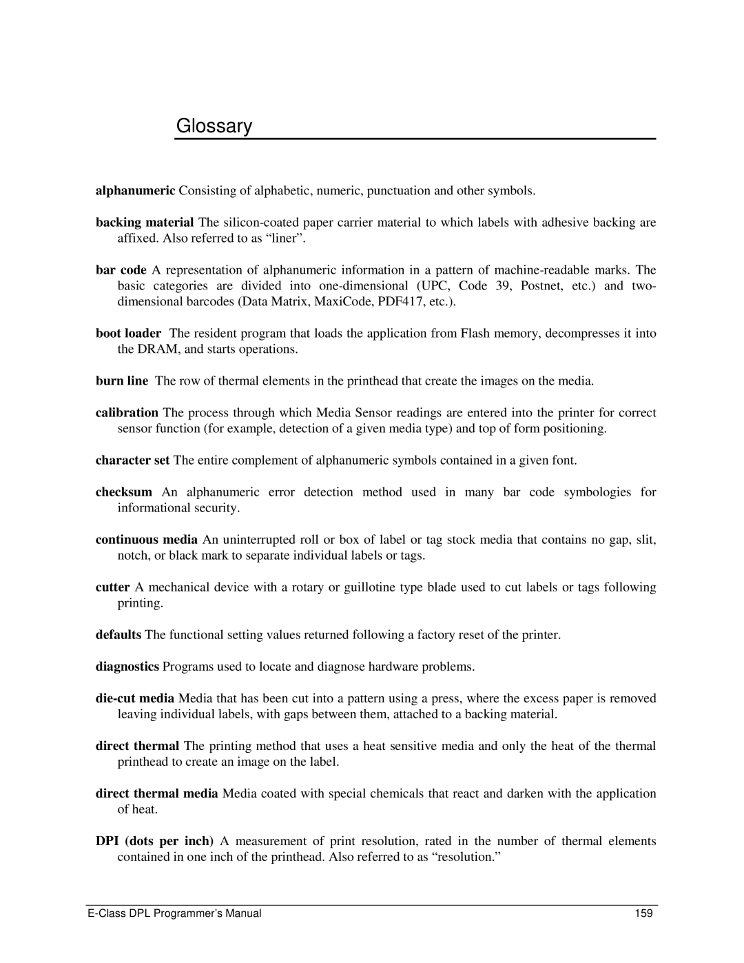 Datamax E4203 manual Glossary 