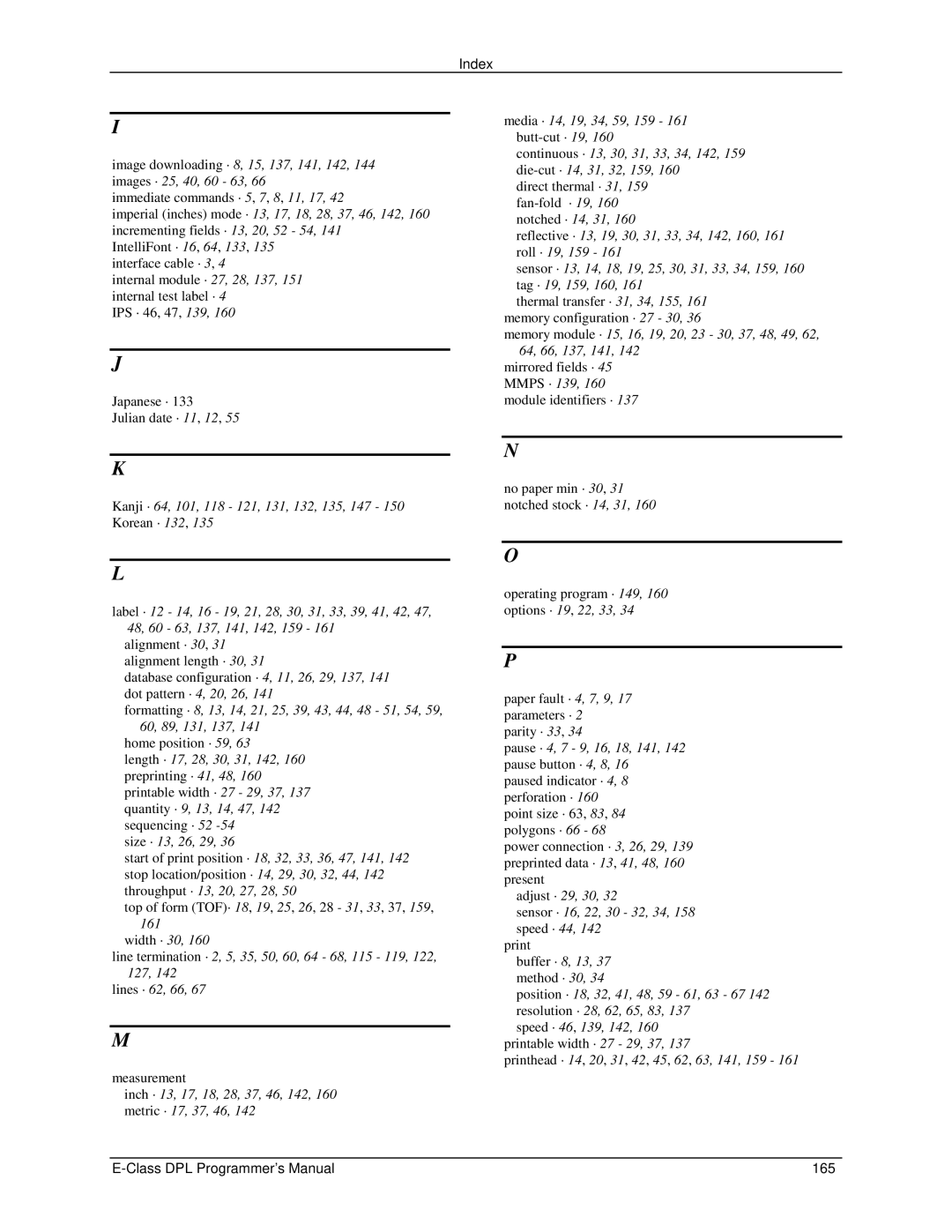 Datamax E4203 manual Class DPL Programmer’s Manual 165 