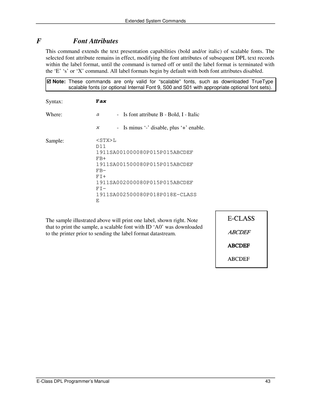 Datamax E4203 manual Font Attributes, Fax 