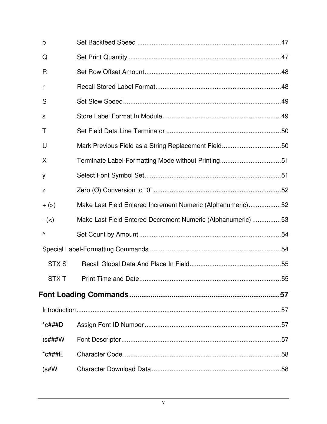 Datamax E4203 manual Font Loading Commands 