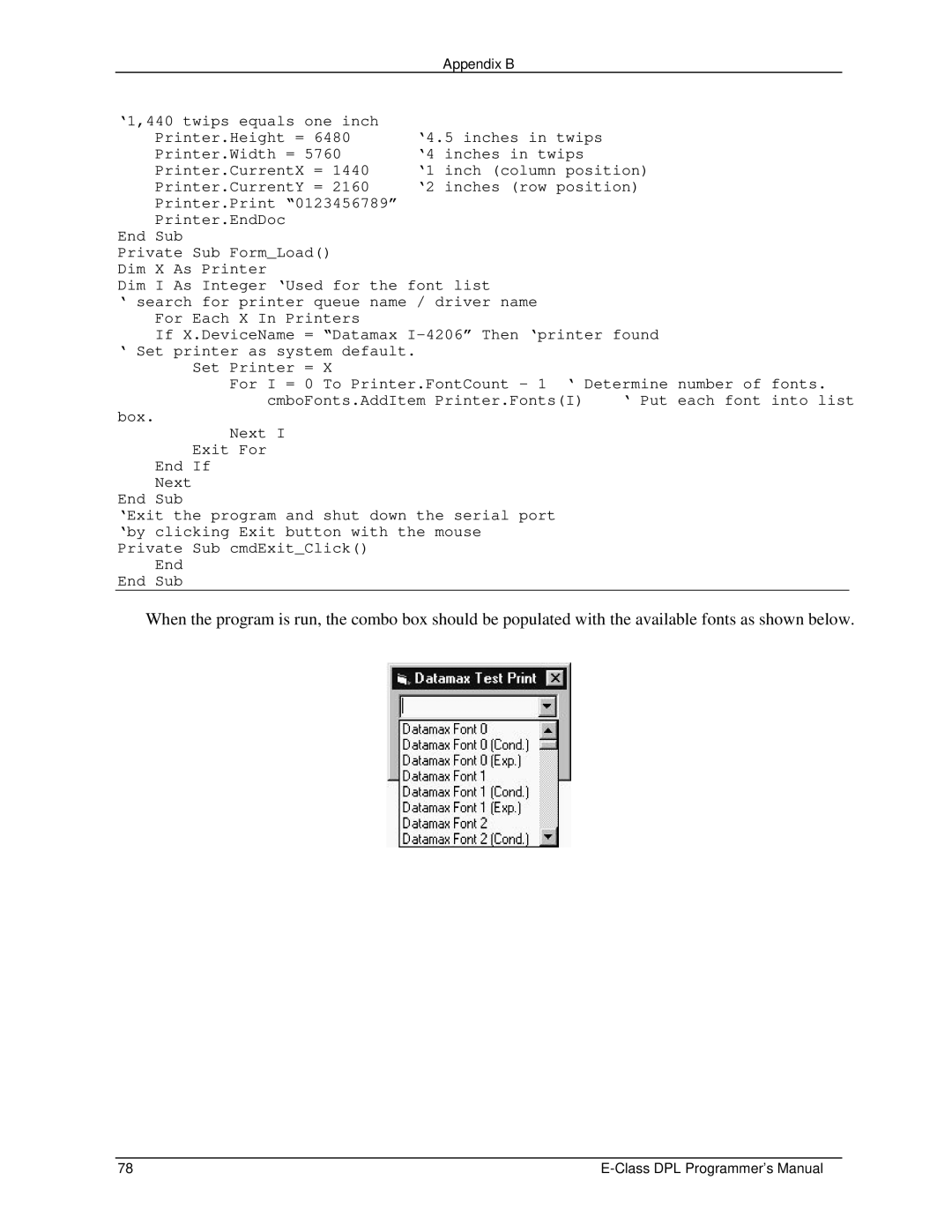 Datamax E4203 manual Appendix B 