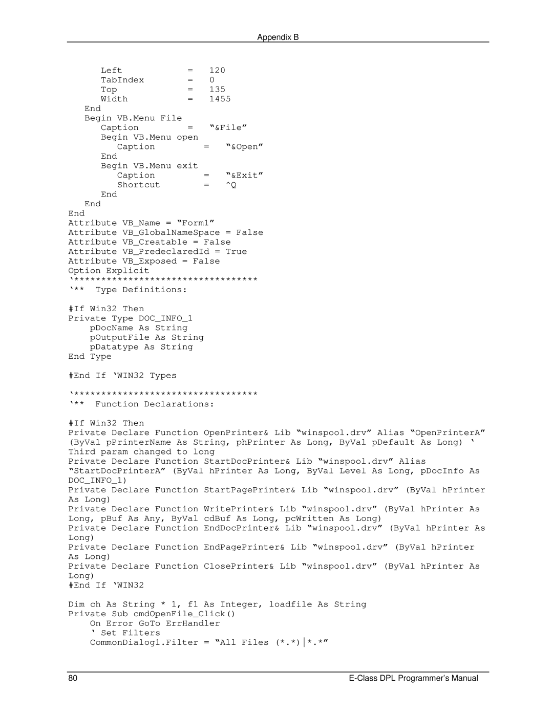 Datamax E4203 manual Appendix B 