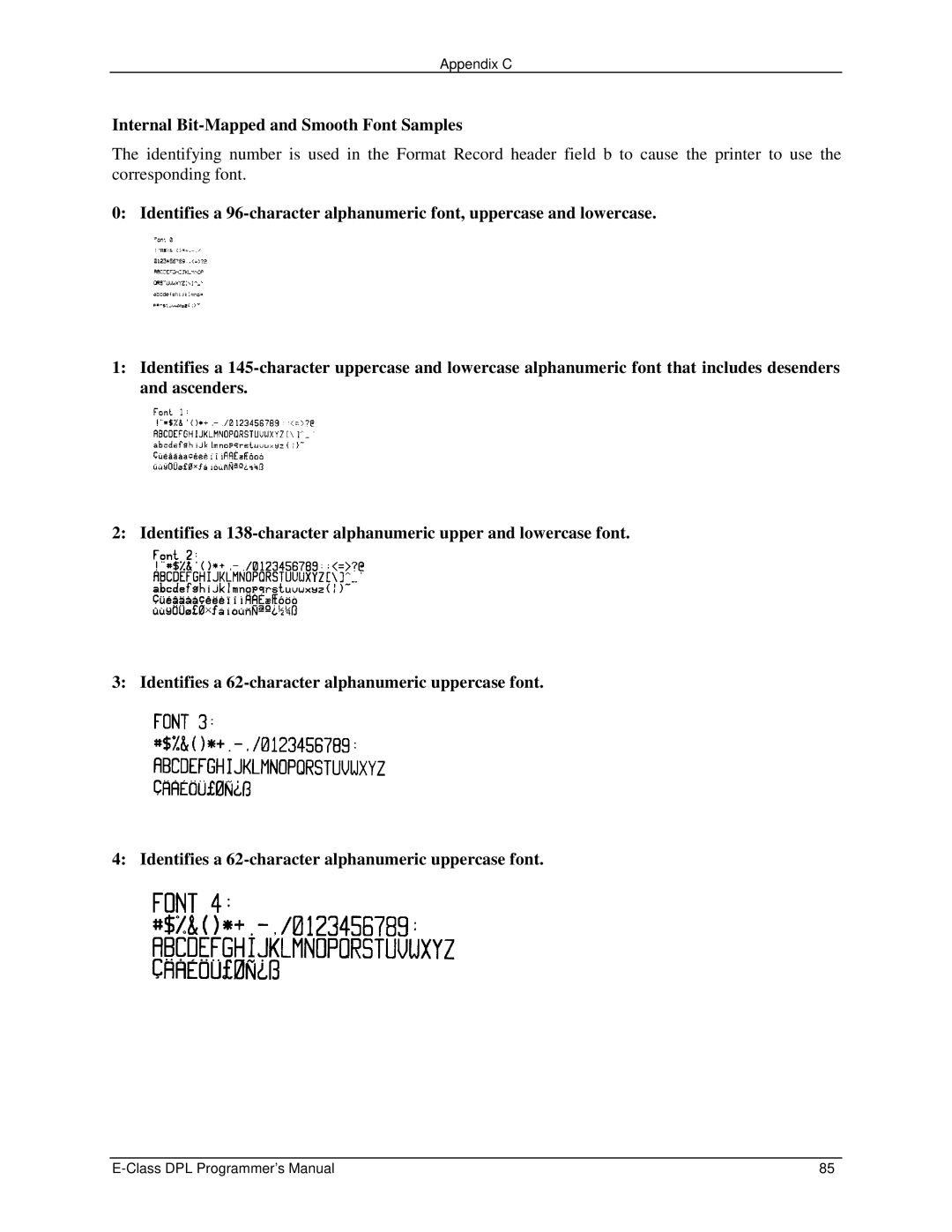 Datamax E4203 manual Internal Bit-Mapped and Smooth Font Samples 