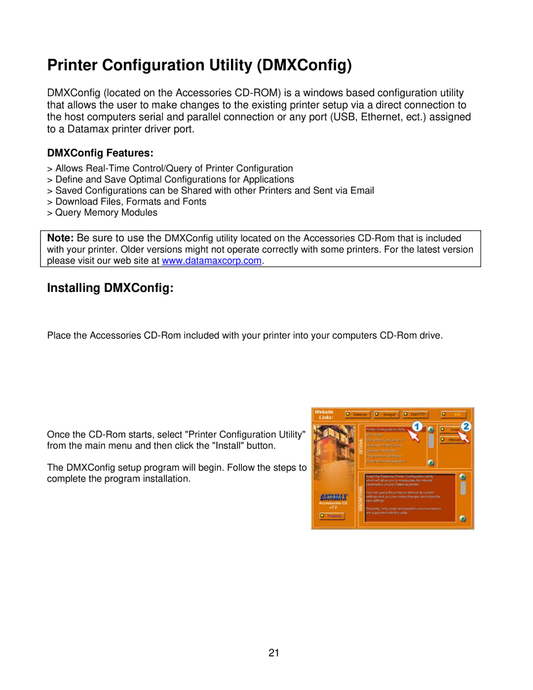 Datamax Ex2 manual Printer Configuration Utility DMXConfig, Installing DMXConfig, DMXConfig Features 